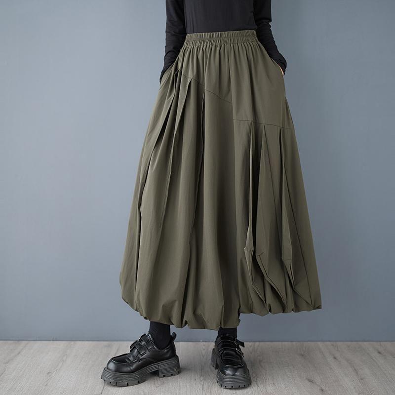 High Rise Plain Midi A-Line Skirt Product Image