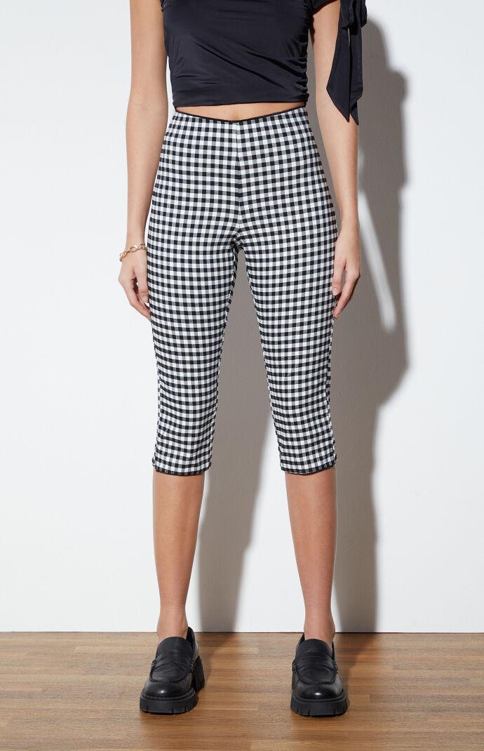 Women's Gingham Capri Pants in Black/White - Product Image