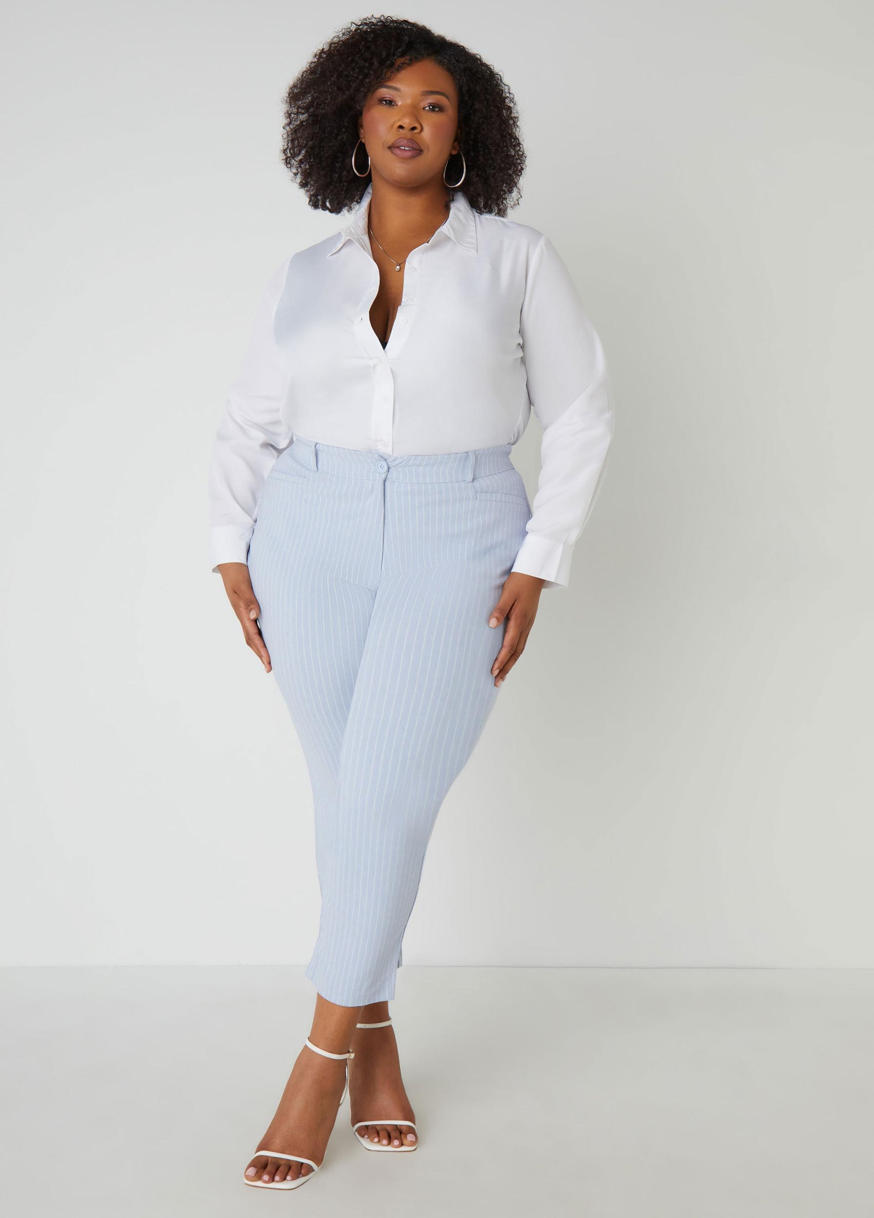 Plus Size Collared Button Front Shirt Ashley Stewart Product Image