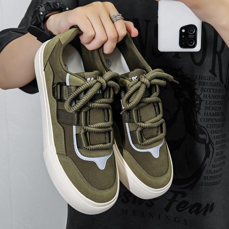 Color Block Lace-Up Sneakers Product Image