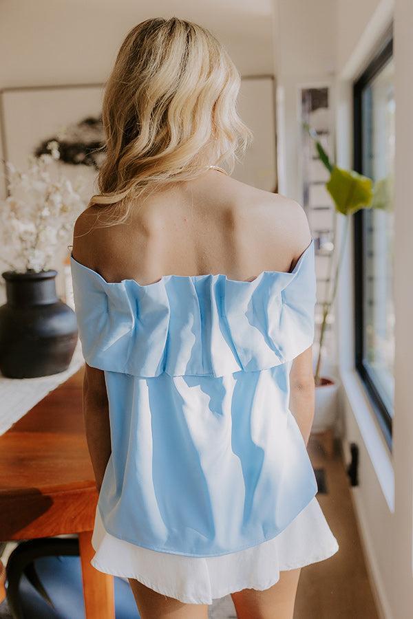 Sweet Statement Off Shoulder Top in Sky Blue Product Image