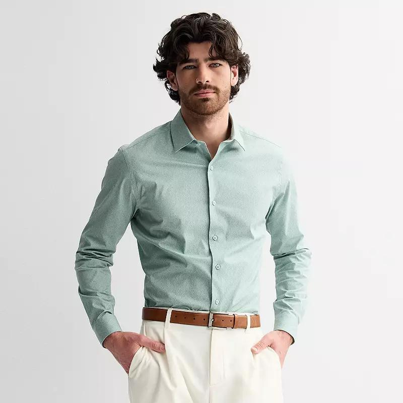 Men's Apt. 9® Premier Flex Slim-Fit Wrinkle Resistant Dress Shirt, Size: Medium-34/35, Green Allover Floral Product Image