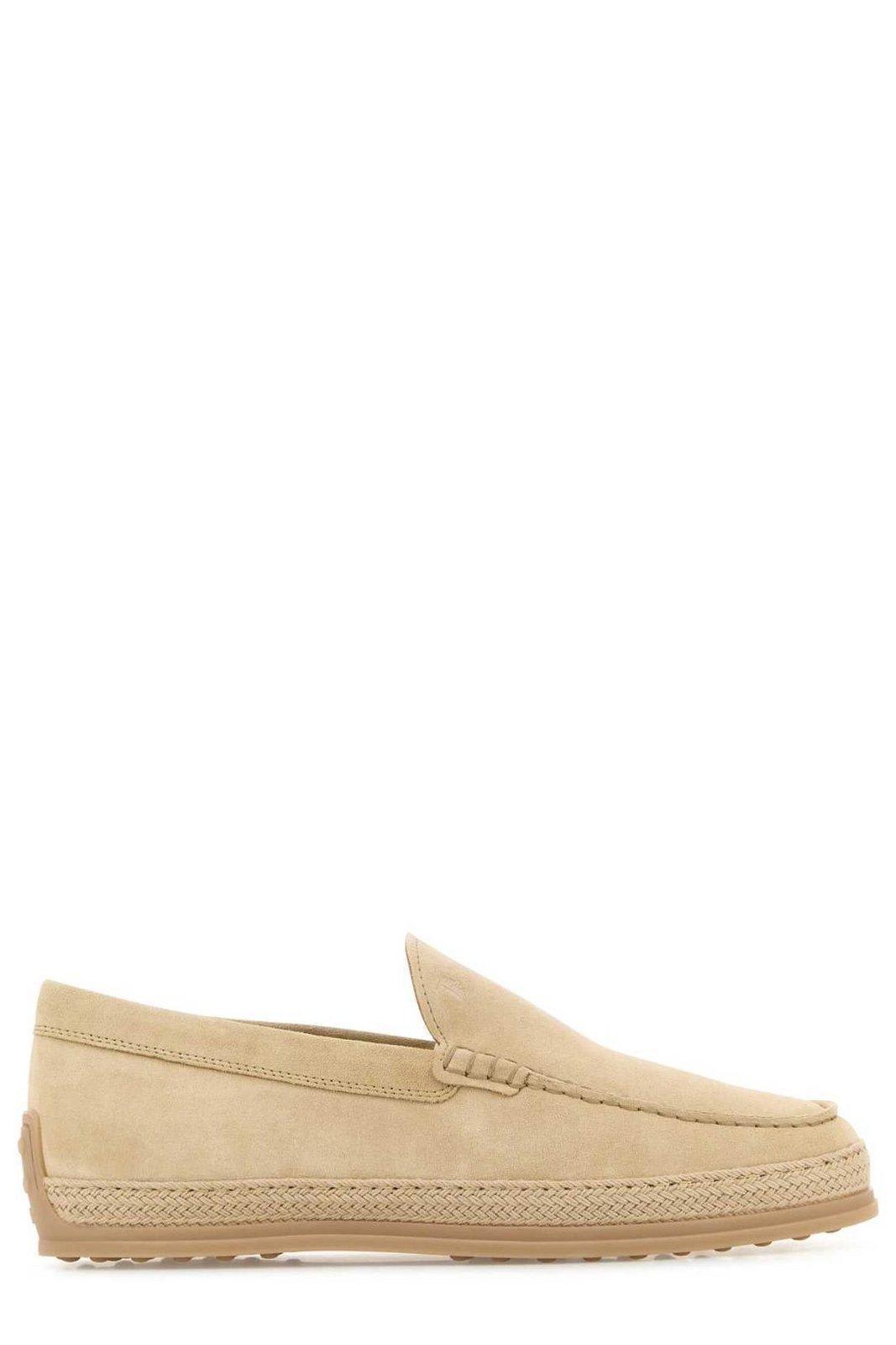 TOD'S Mokassins Aus Veloursleder Mit Raffiabast In Beige Product Image