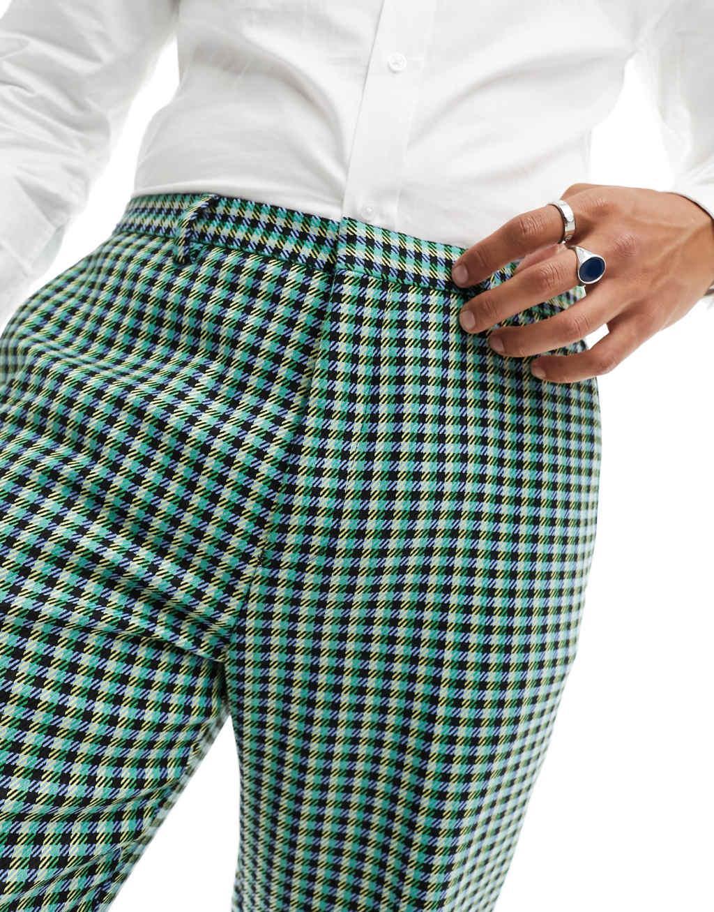 Twisted Tailor morrison check suit pants in green Product Image