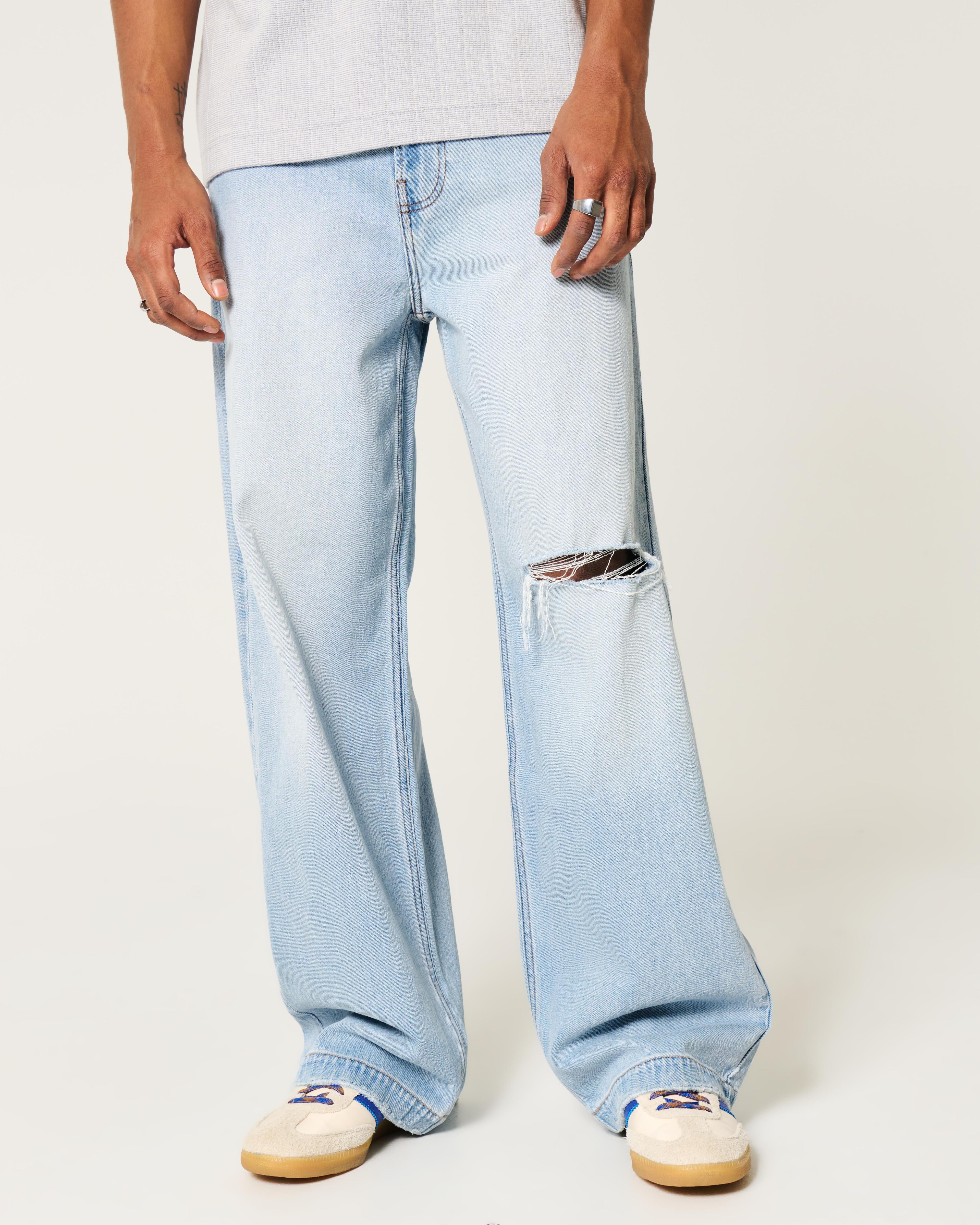 Ripped Light Wash Super Baggy Jeans Product Image