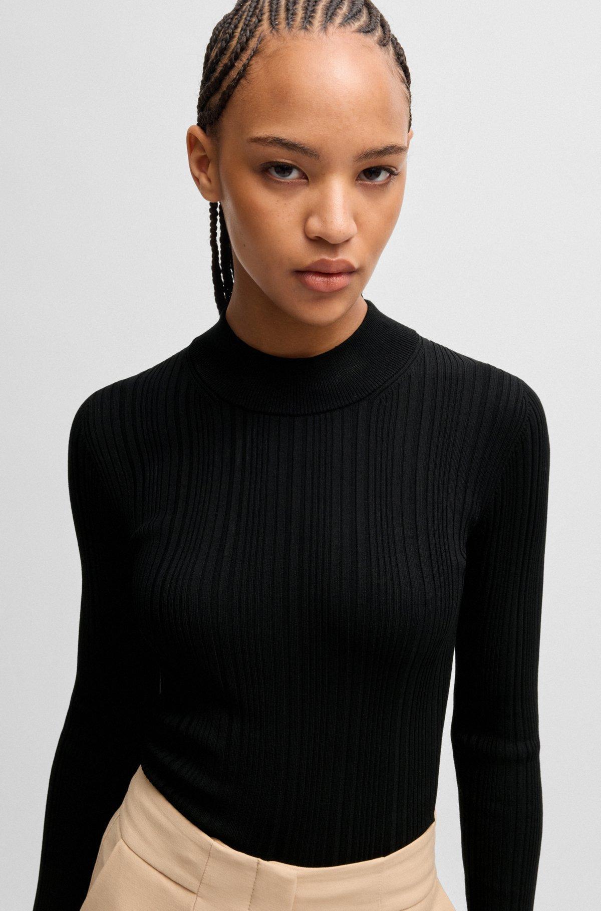 Slim-fit sweater with irregular ribbed structure Product Image