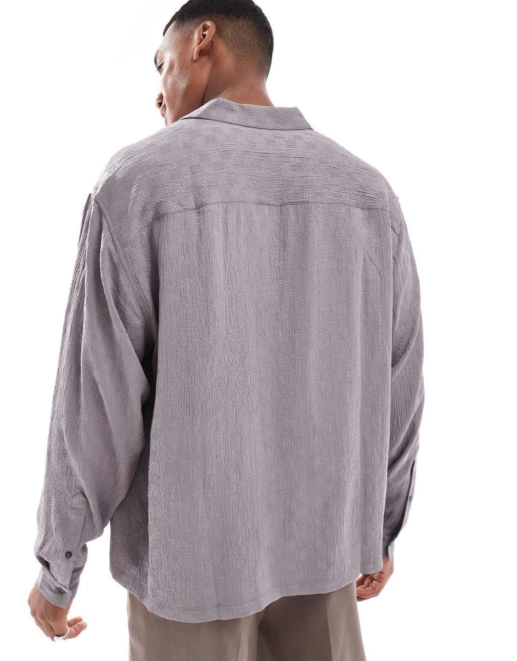 ASOS DESIGN overhead shirt in gray texture Product Image