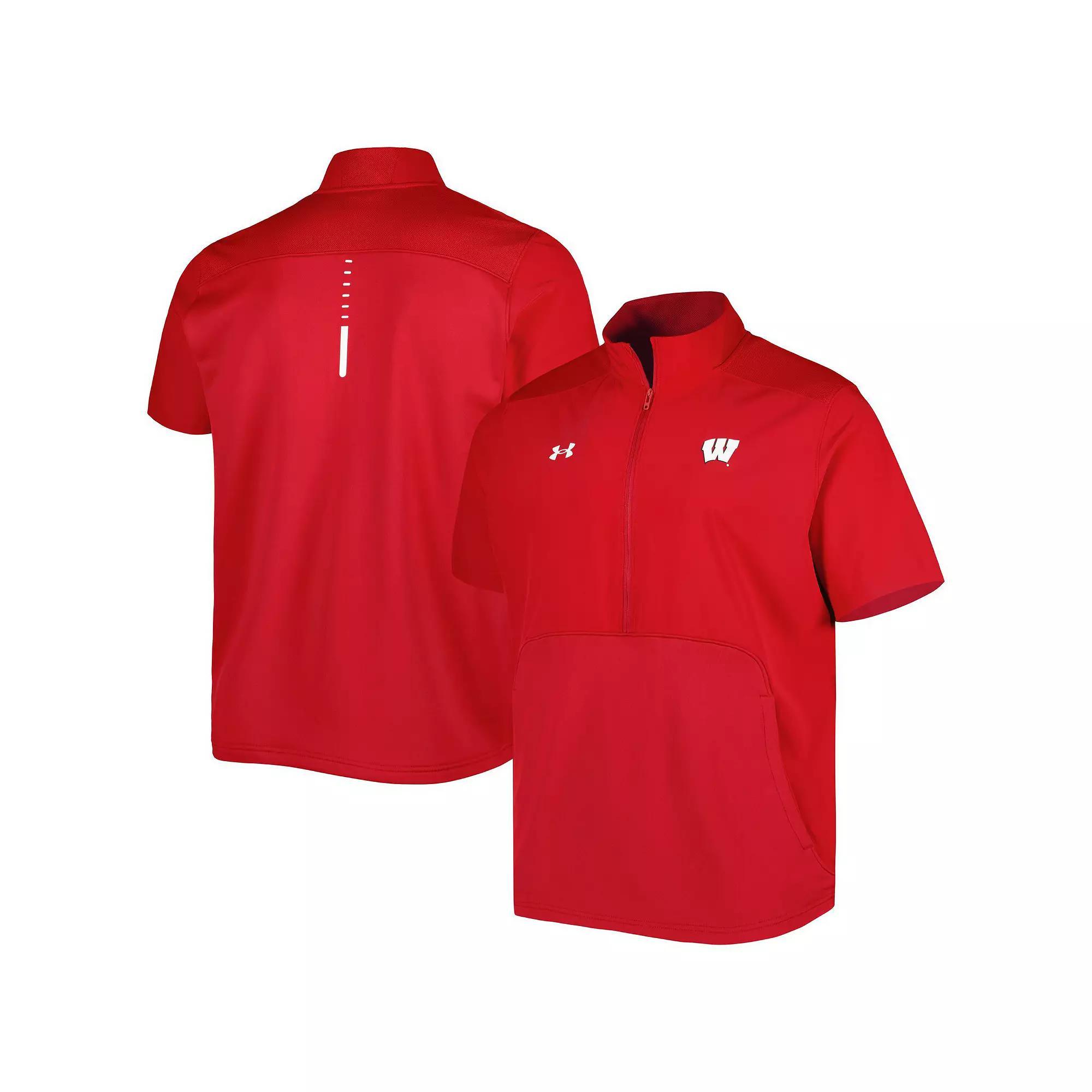 Men's Under Armour Red Wisconsin Badgers Motivate 2.0 Half-Zip Jacket, Size: Small Product Image