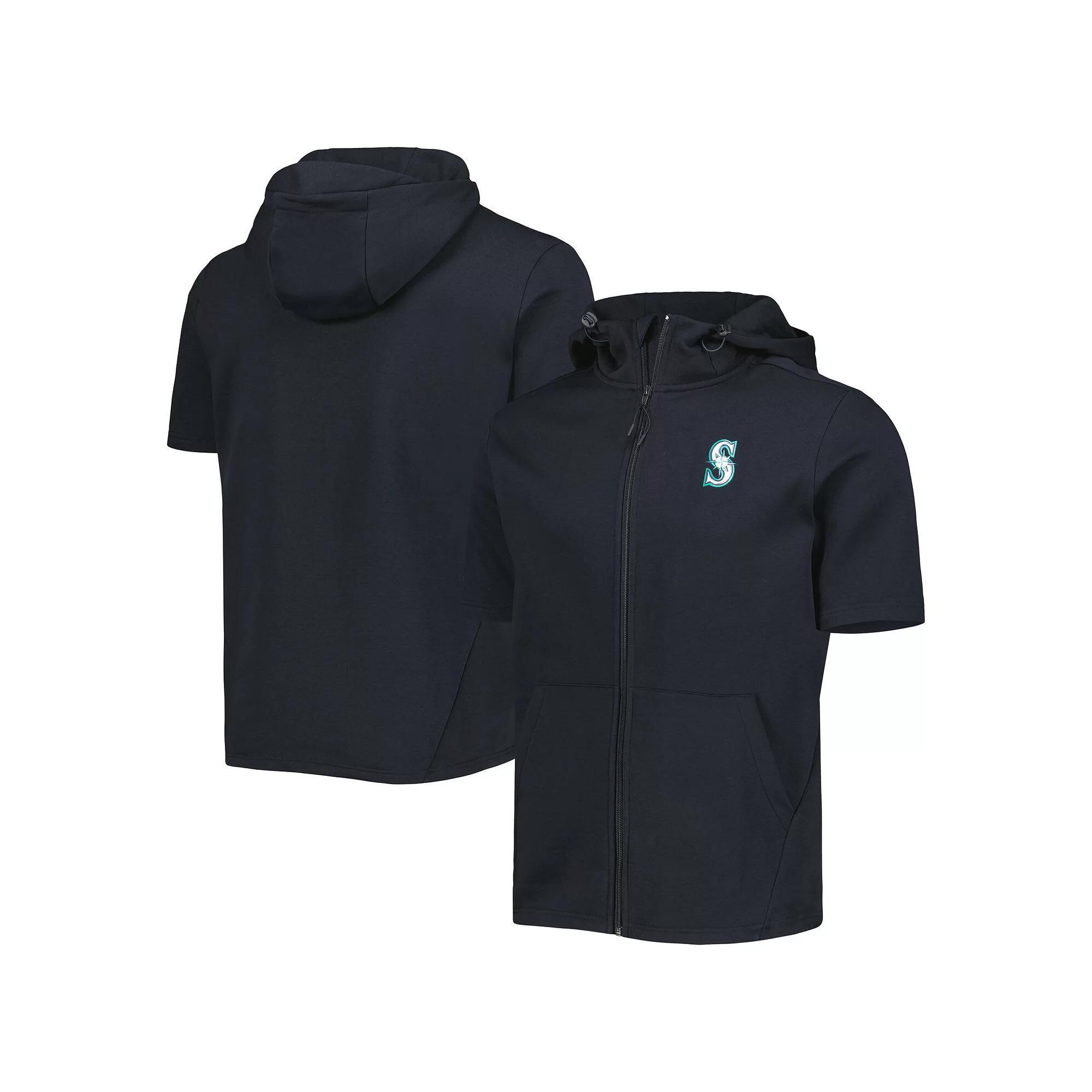 Men's Levelwear Black Seattle Mariners Recruit Full-Zip Short Sleeve Hoodie, Size: Small Product Image