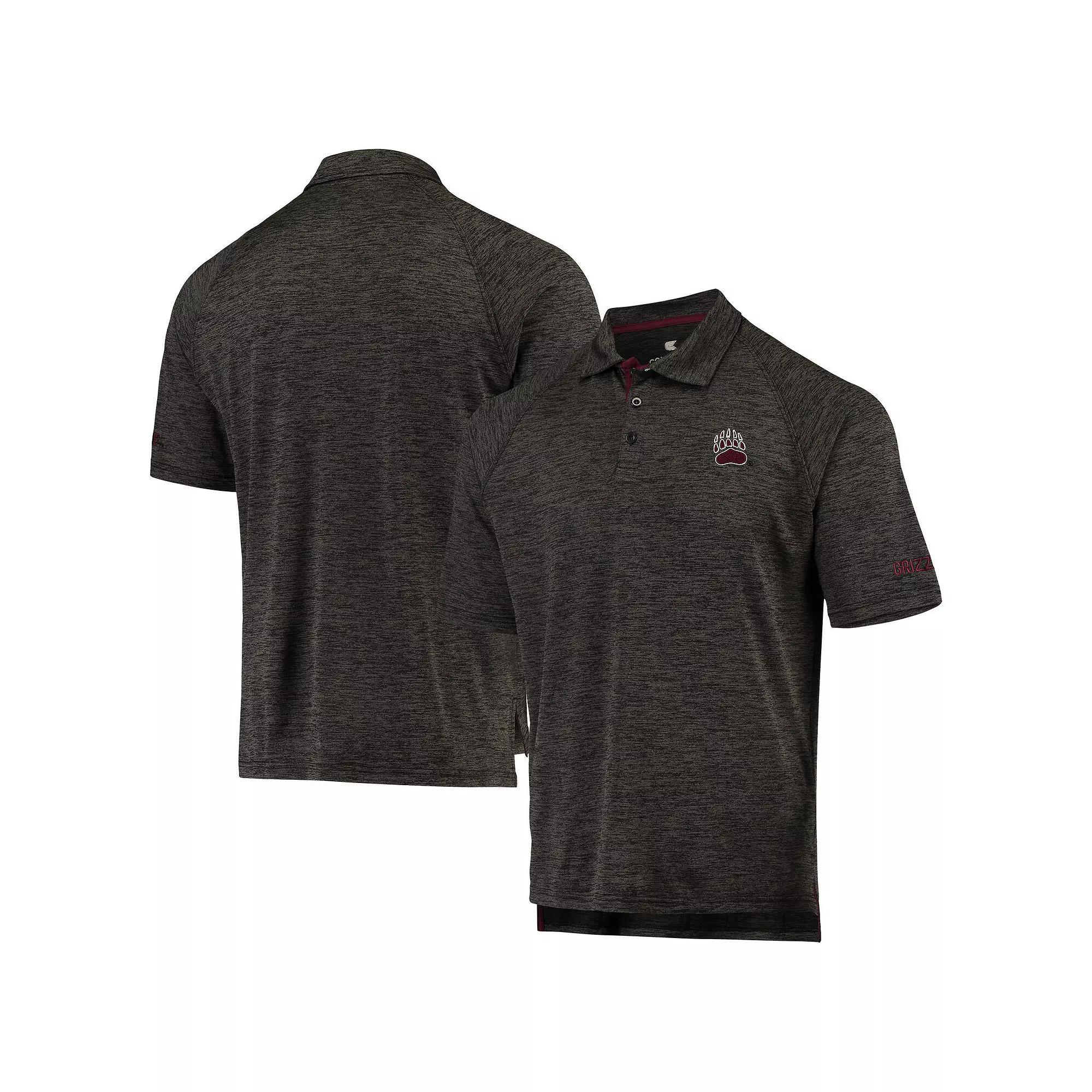 Men's Colosseum Heathered Black Montana Grizzlies Down Swing Raglan Polo,  Product Image