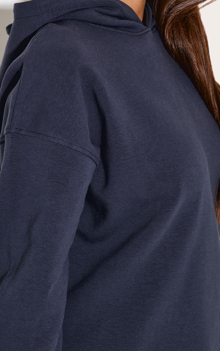 Navy Premium Interlock Oversized Hoodie Product Image