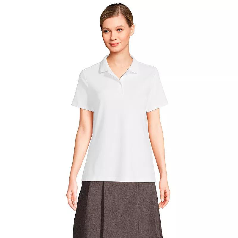 Women's Lands' End School Uniform Short Sleeve Interlock Polo Shirt, Size: XL, Classic Blue Product Image