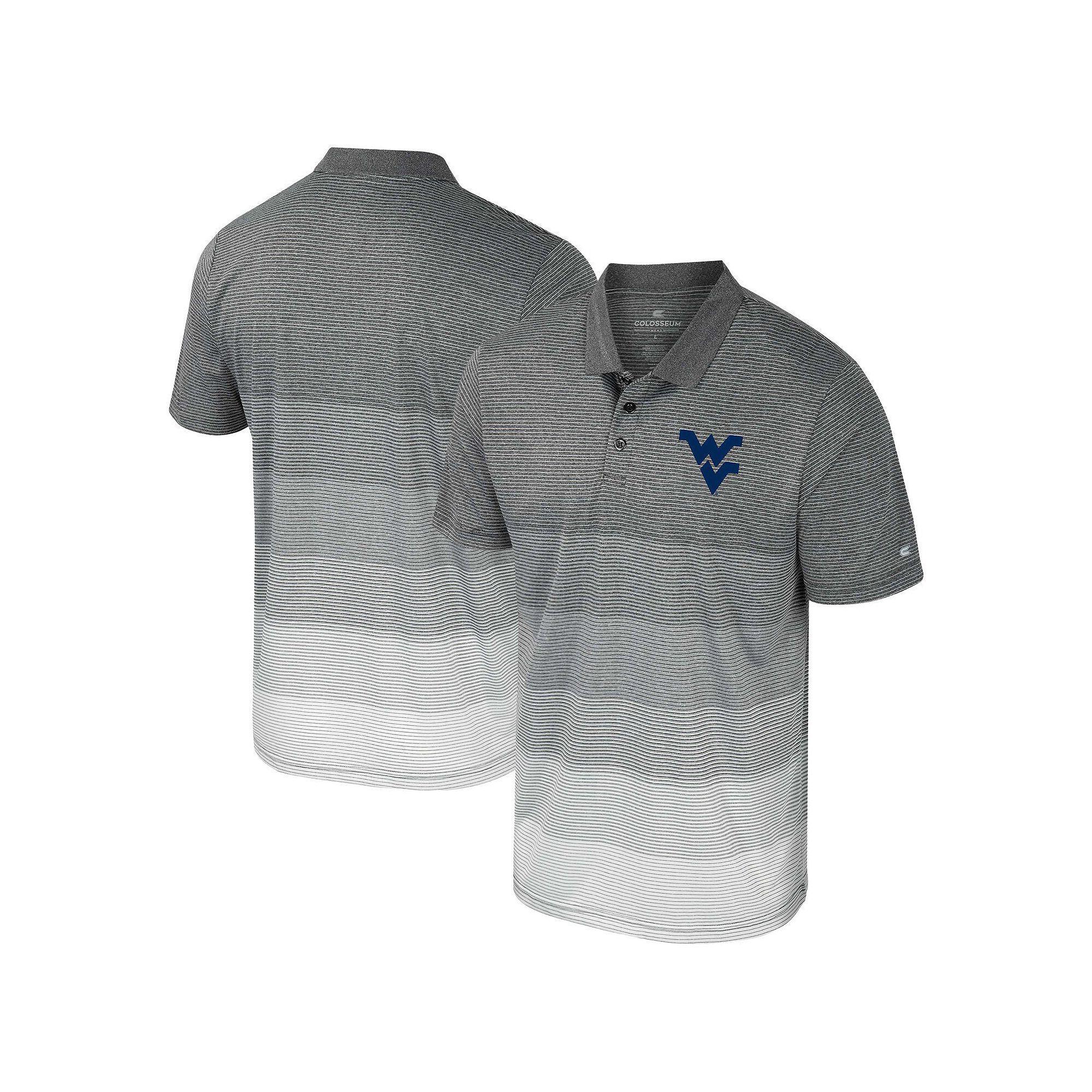 Men's Colosseum Gray West Virginia Mountaineers Striped Mesh Polo,  Product Image