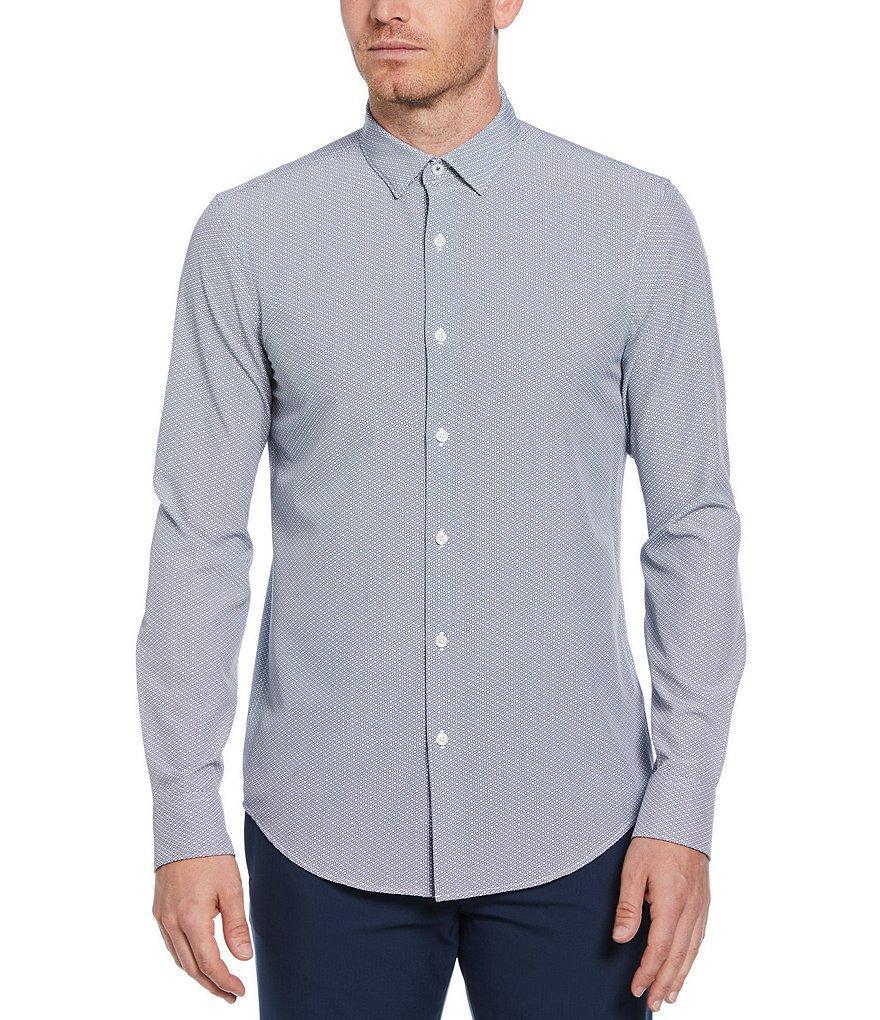 Perry Ellis Slim Fit Geo Print Long Sleeve Woven Shirt Product Image