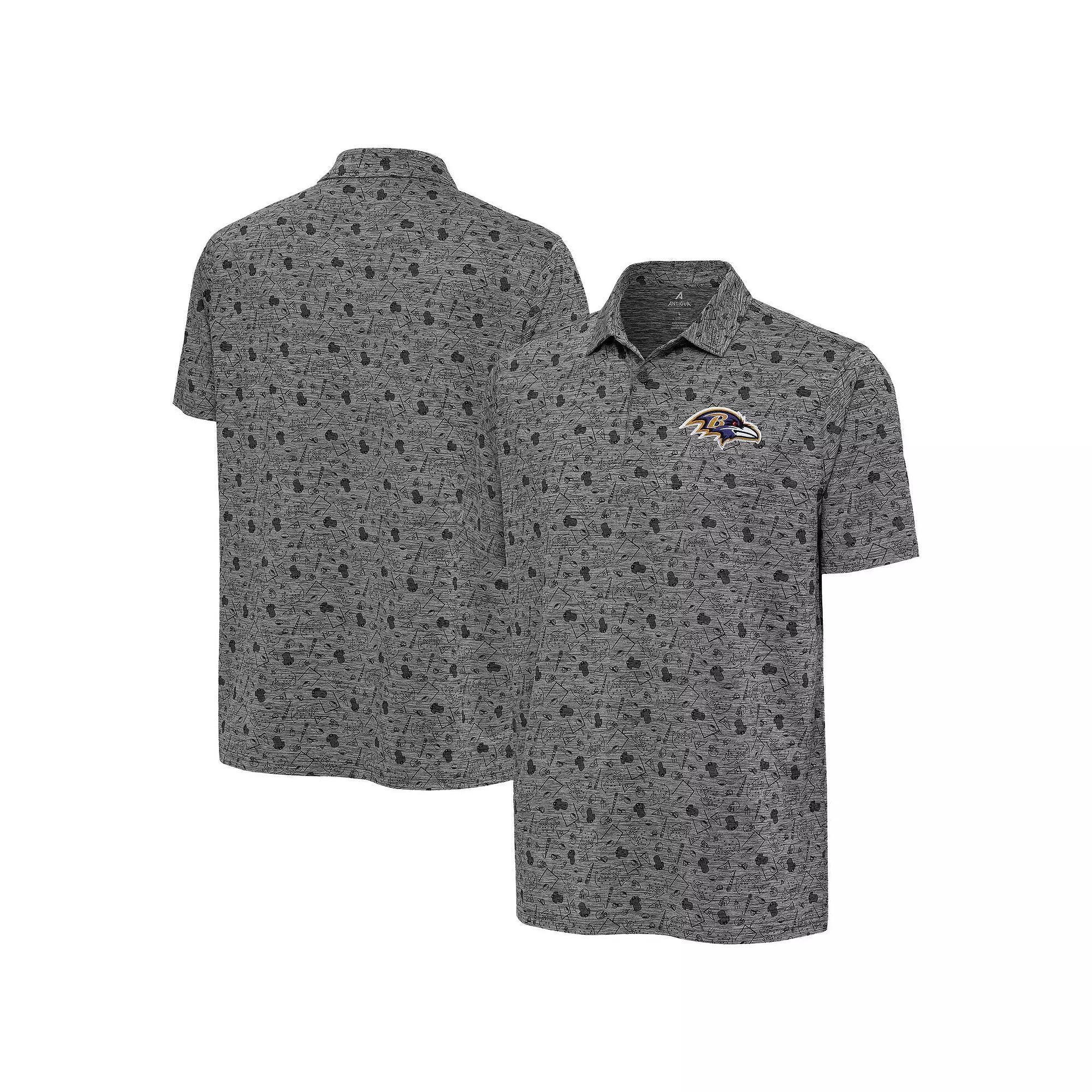 Men's Antigua Heather Black Atlanta Falcons Relentless Polo, Size: 3XL, Charco Product Image