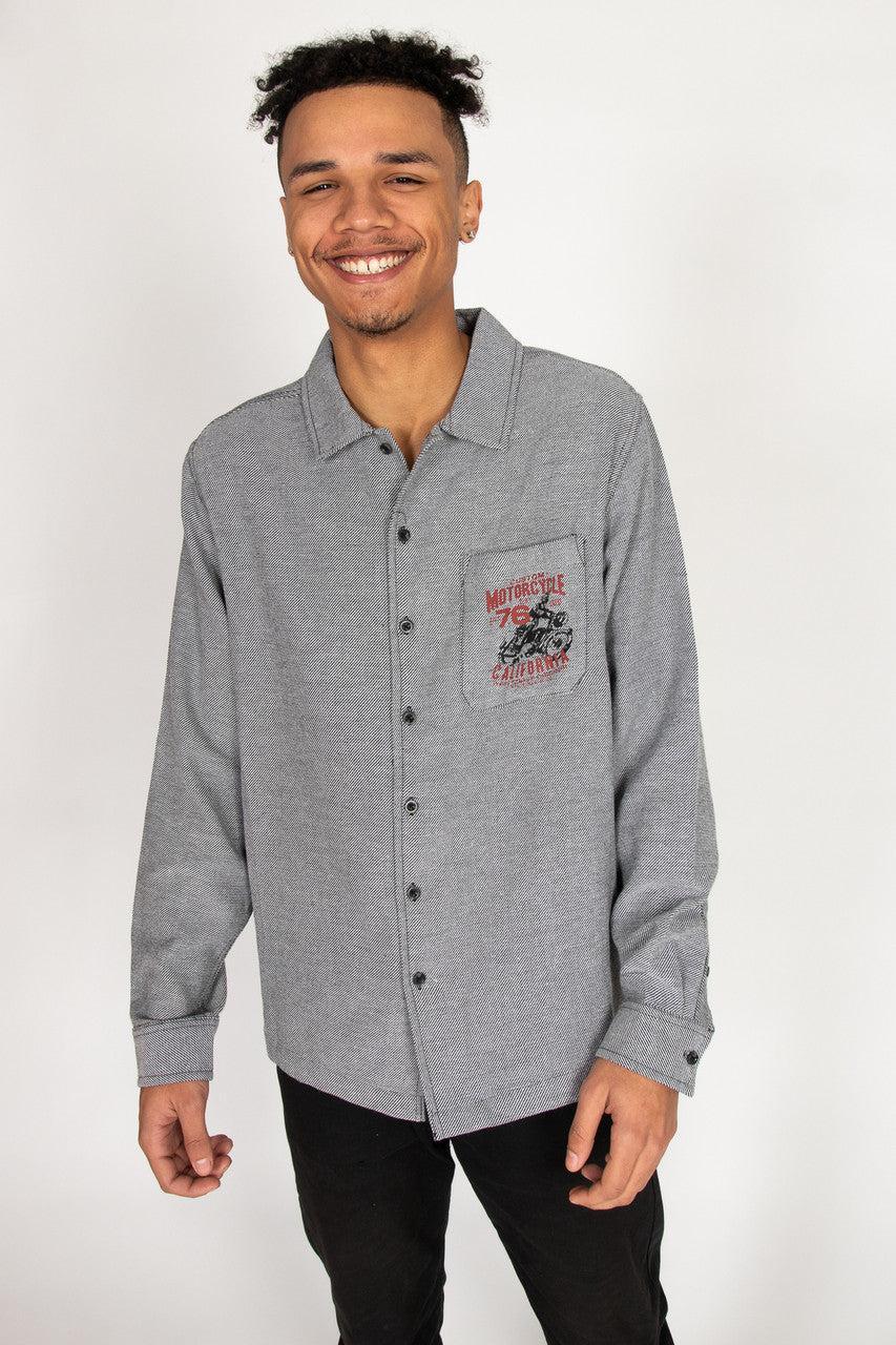 Long Sleeve Motorcycle Button Up Shirt Product Image