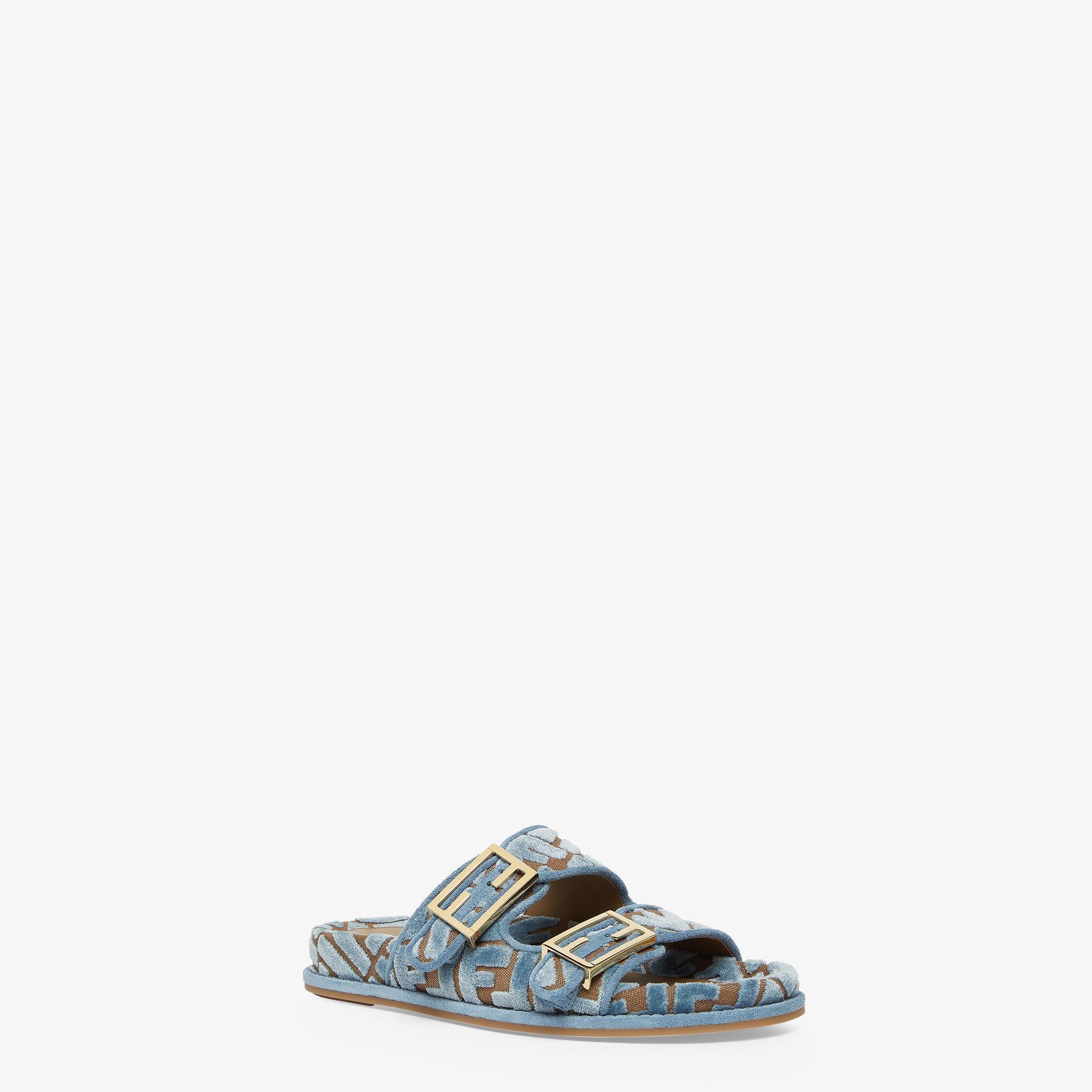 Fendi FeelLight blue FF jacquard velvet slides Product Image