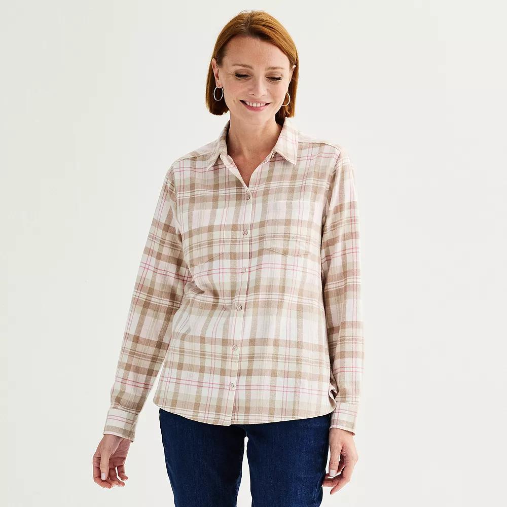 Women's Croft & Barrow® The Extra Soft Plaid Flannel Shirt, Size: XXL, Purple Fall Plaid Product Image