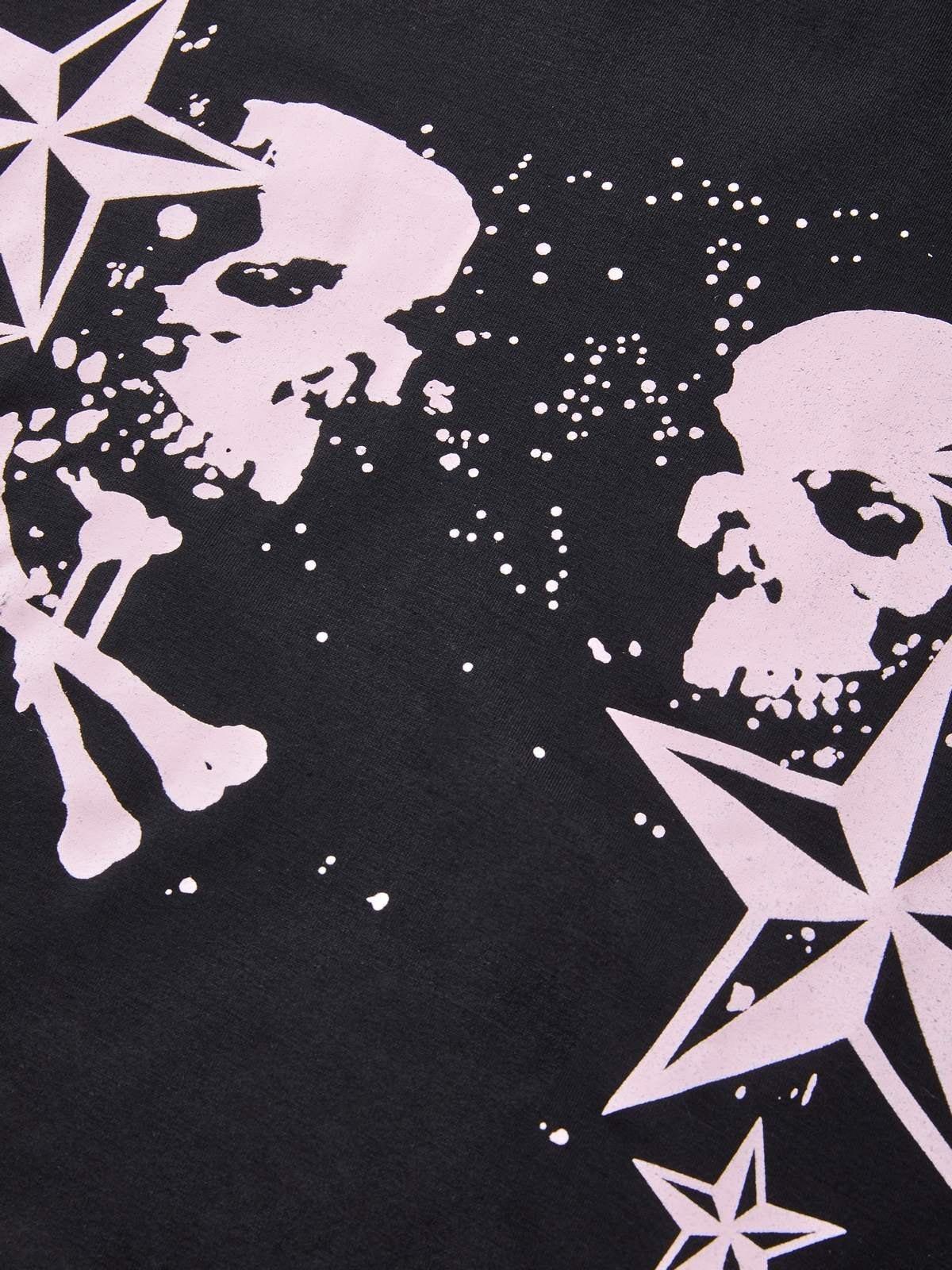 Short Sleeve Black  Skull  Graphic Oversized Tee Product Image