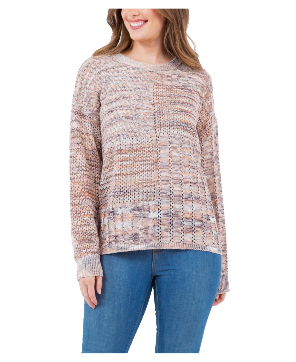 Jpr Studio Womens Patchwork Spacedye Long Sleeve Sweater Product Image