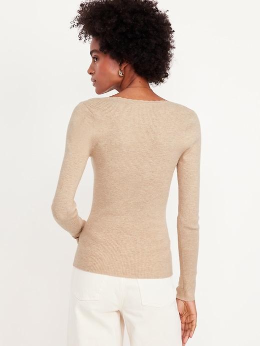 Long-Sleeve Ribbed Sweater Product Image