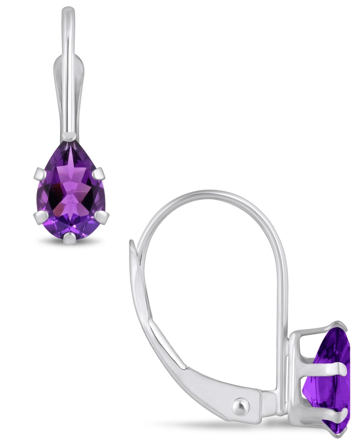 Celebration Gems 10k Gold Pear Shape Amethyst Leverback Earrings, Womens, 10k Whgold Product Image