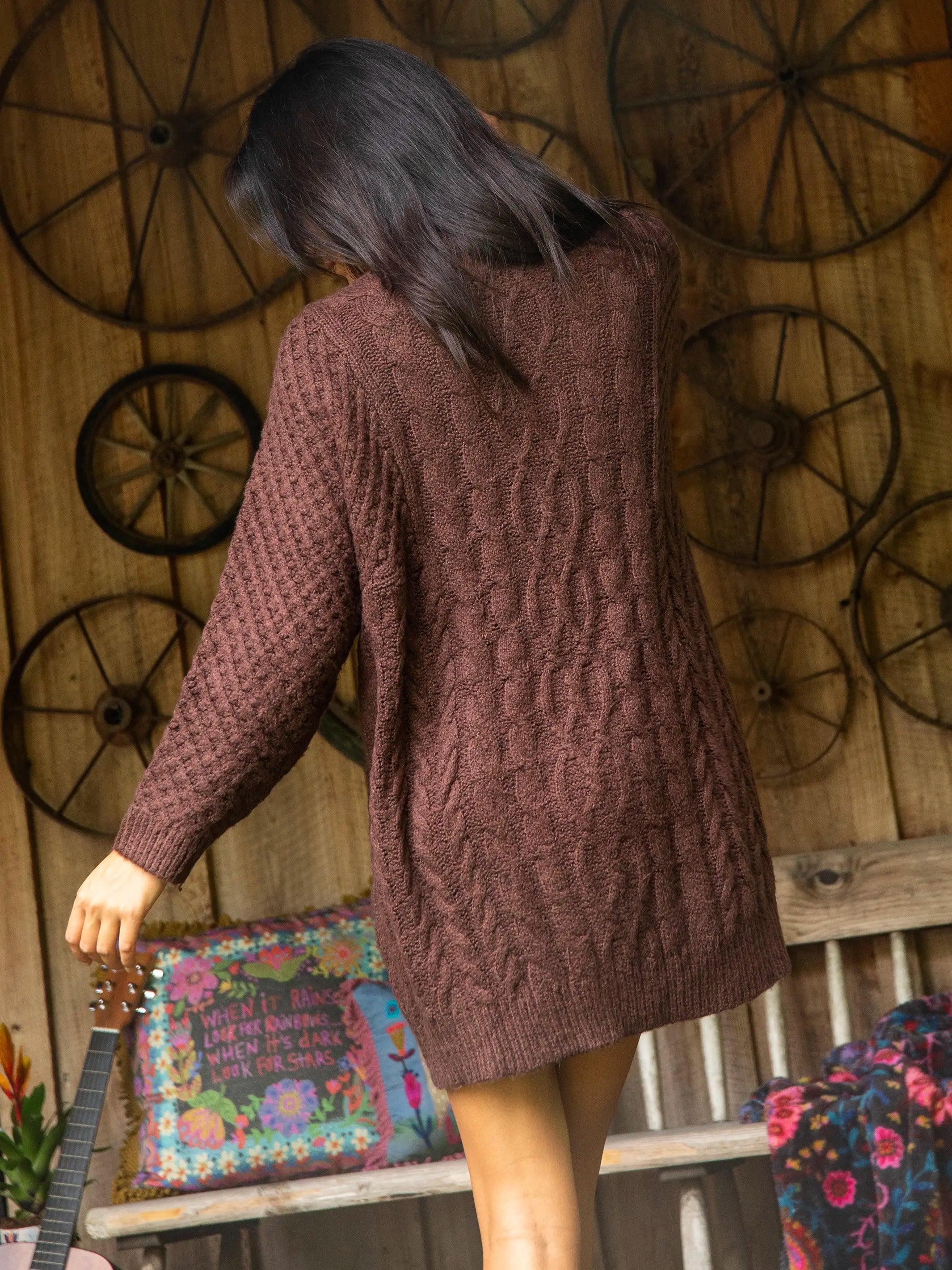 Saturday Morning Sweater Mini Dress - Brown Product Image