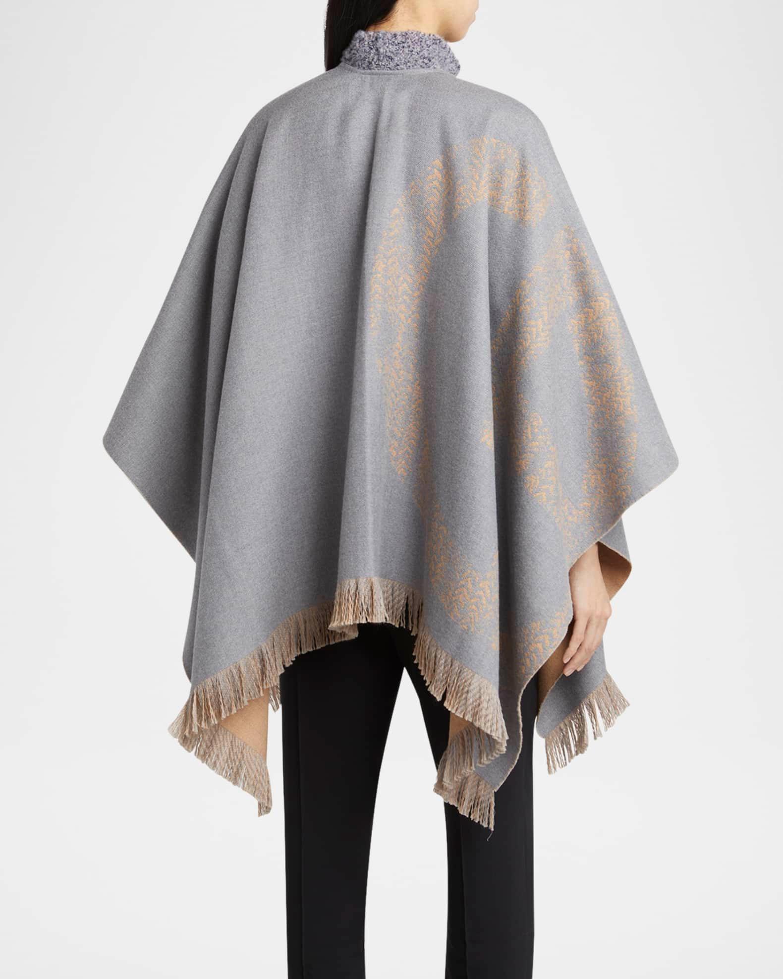 Wool Fringe-Trim Poncho  Product Image