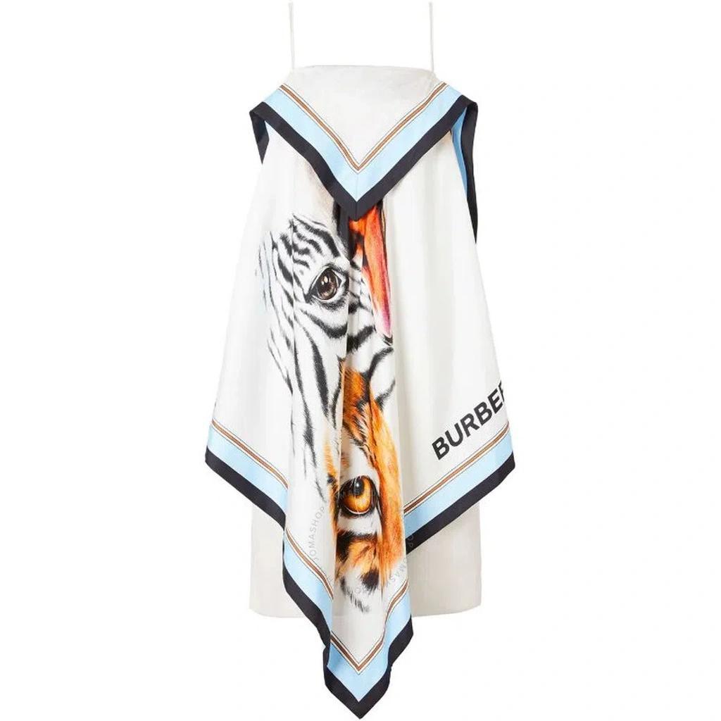 BURBERRY Ladies Animalia Print Silk Scarf Dress In Porcelain Product Image