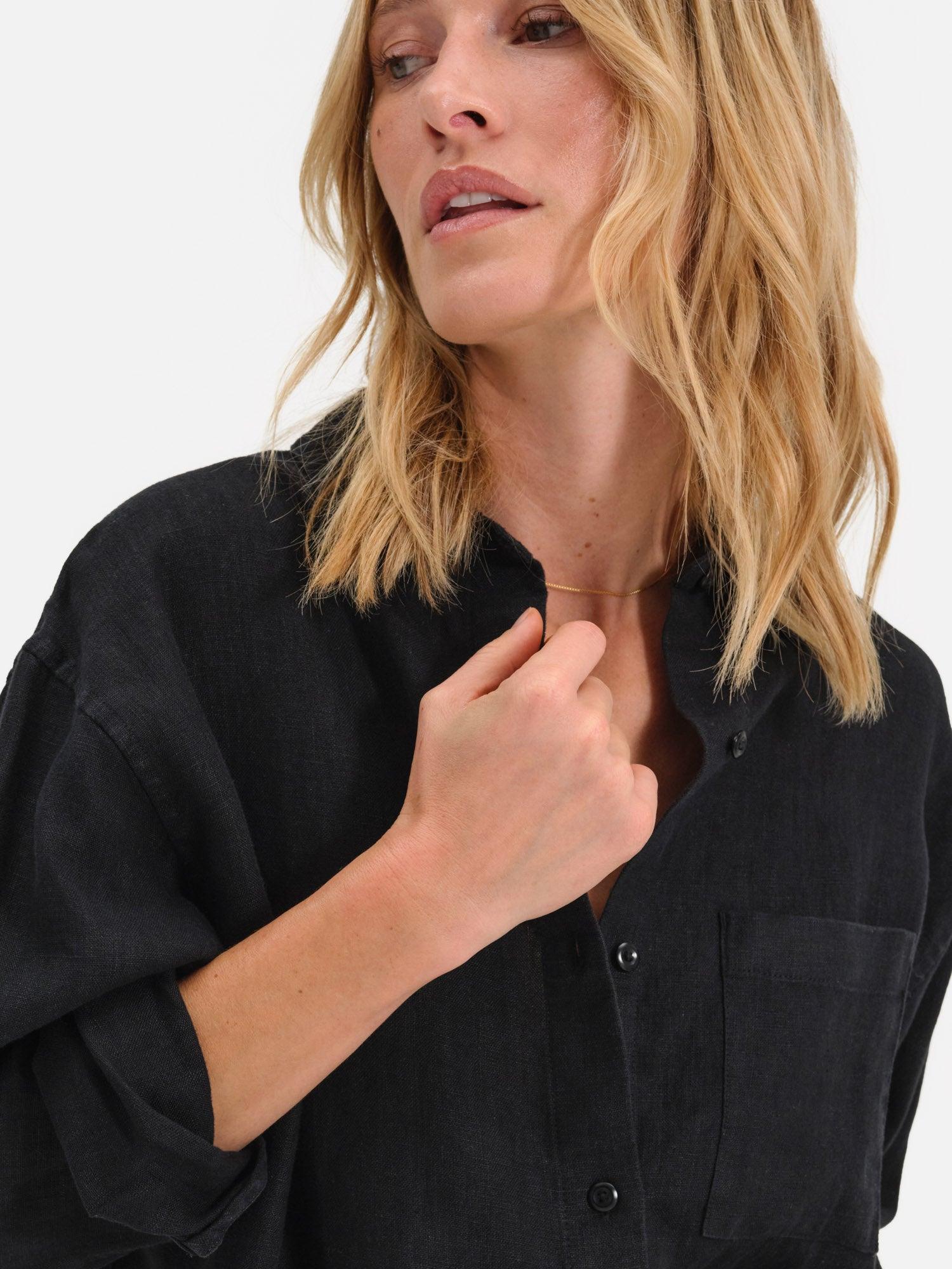 Organic Linen Oversized Button Down Female Product Image