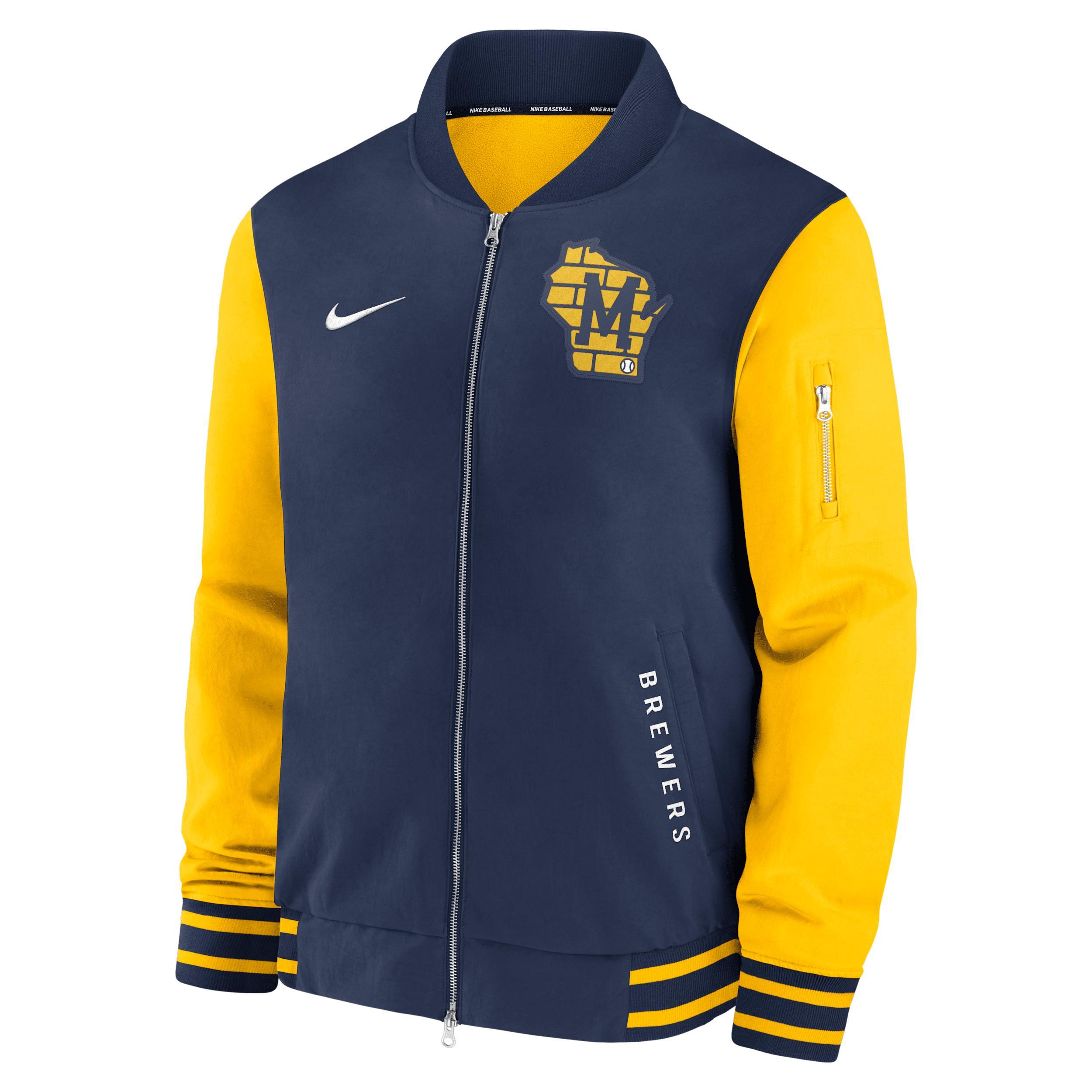 Milwaukee Brewers Authentic Collection Dugout Nike Mens MLB Full-Zip Bomber Jacket | 02F30C7JMZB-TZ7 Product Image
