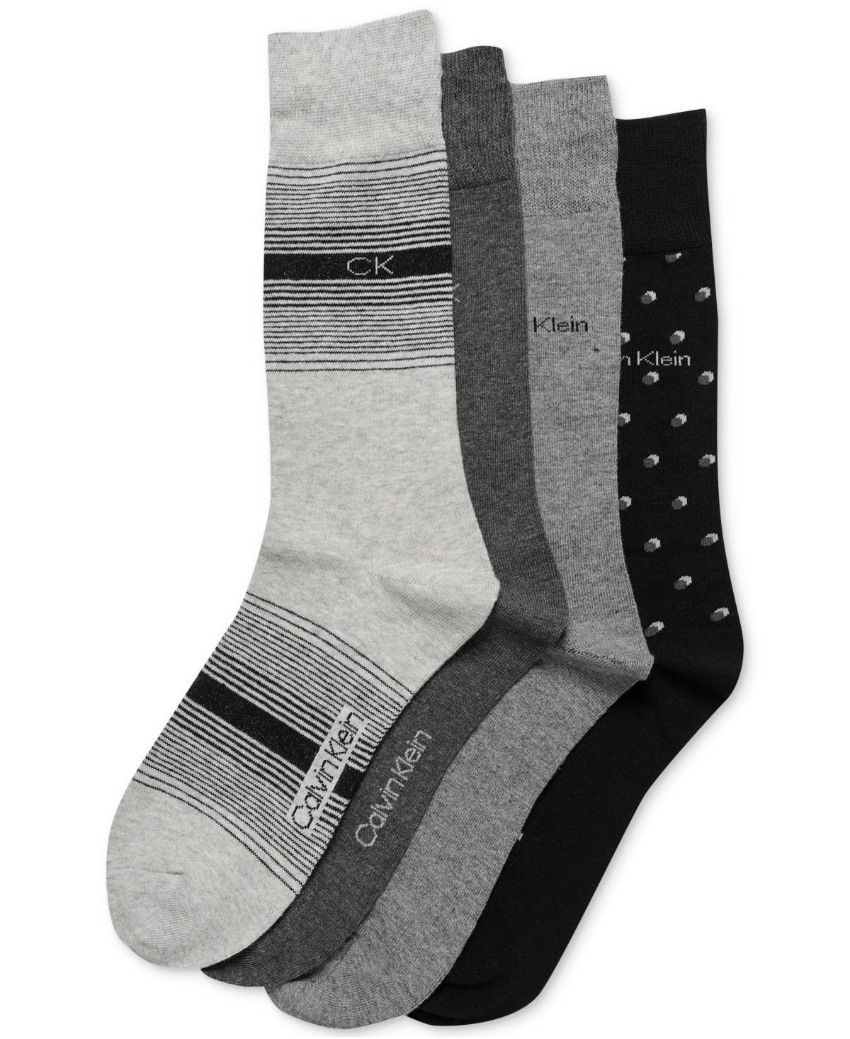 Calvin Klein Mens Crew Length Dress Socks, Assorted Patterns, Pack of 4 Product Image