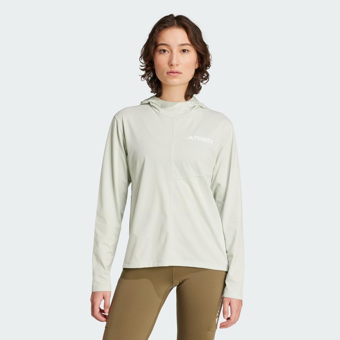 adidas Terrex Multi Climacool Hooded Long Sleeve Top Semi Flash Aqua XL Womens Product Image