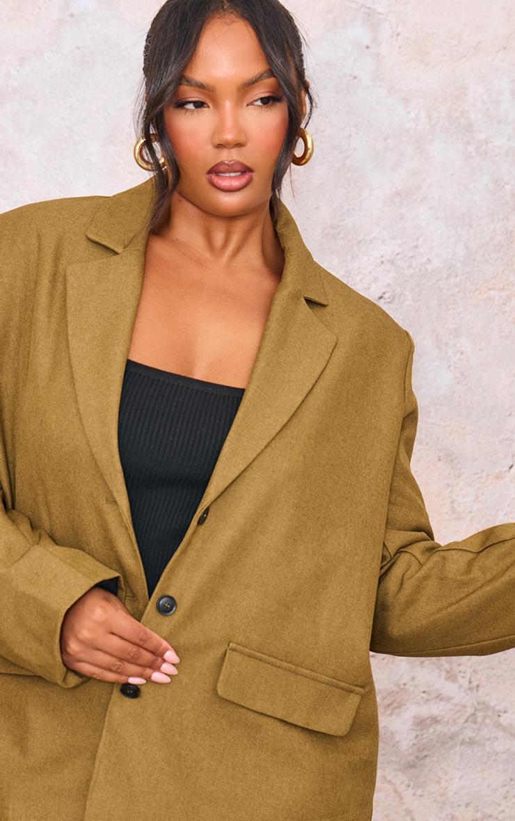 Plus Olive Oversized Tailored Blazer Product Image