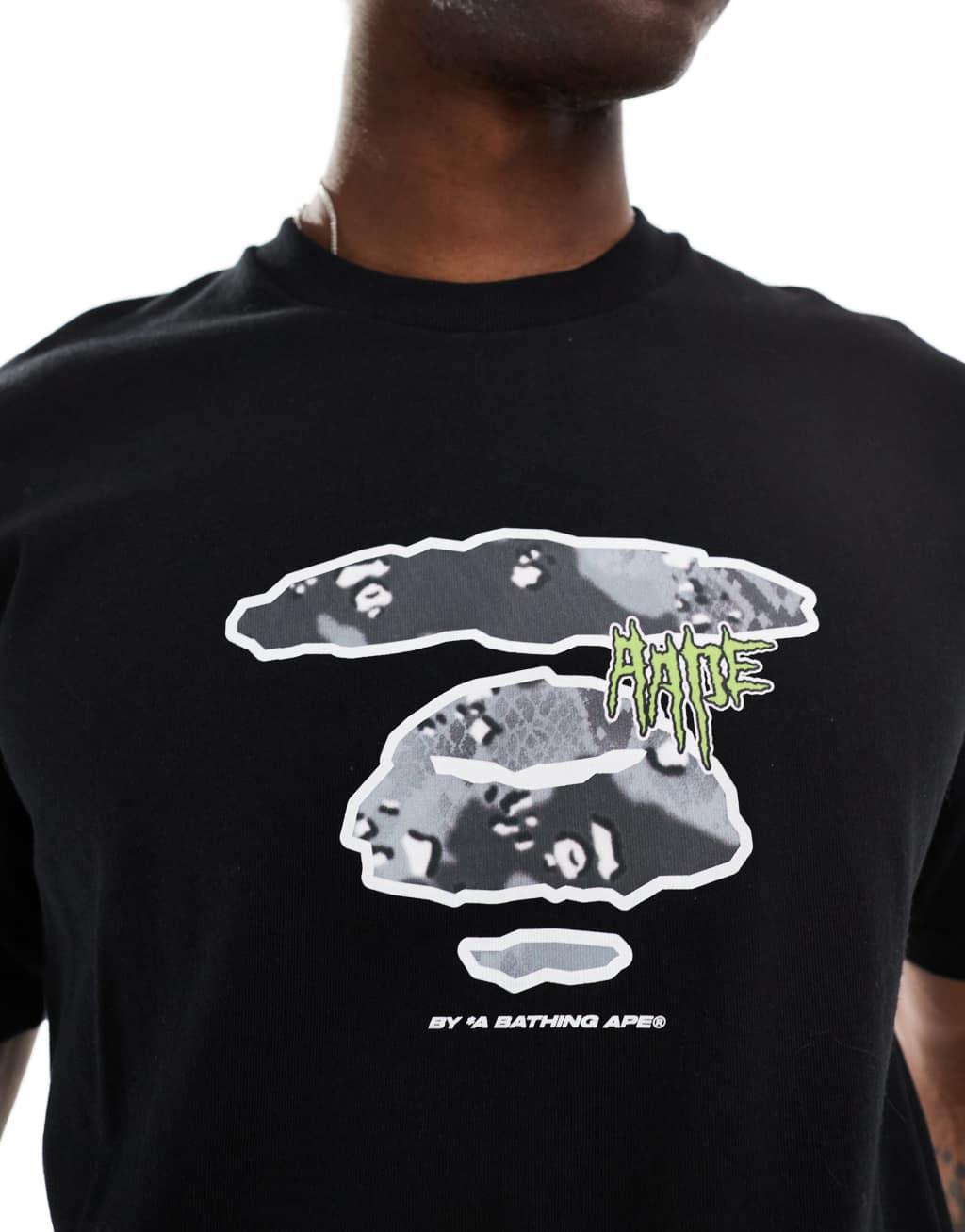 Aape By A Bathing Ape logo hiphop t-shirt in black Product Image