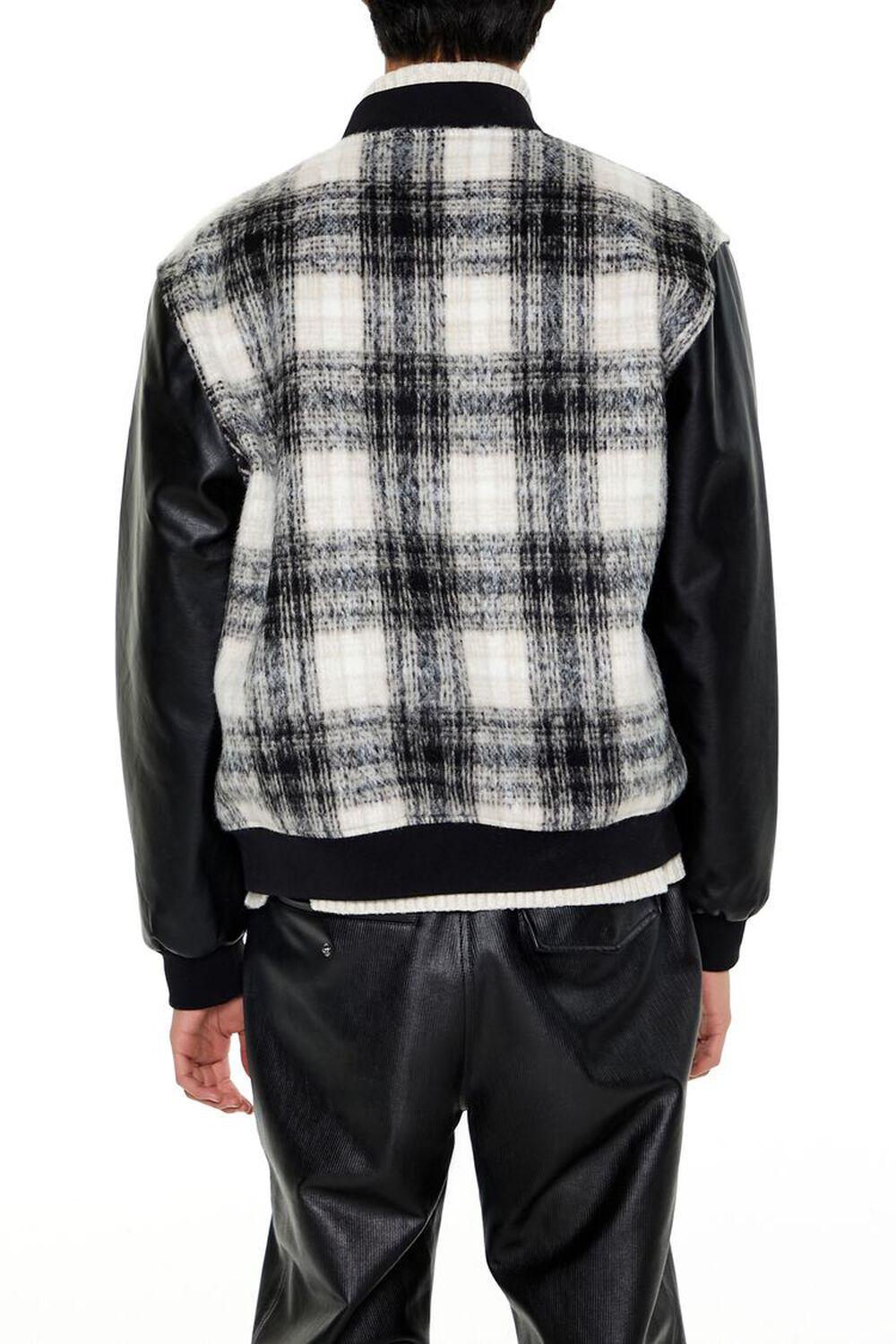 Plaid Faux Leather Bomber Jacket | Forever 21 Product Image