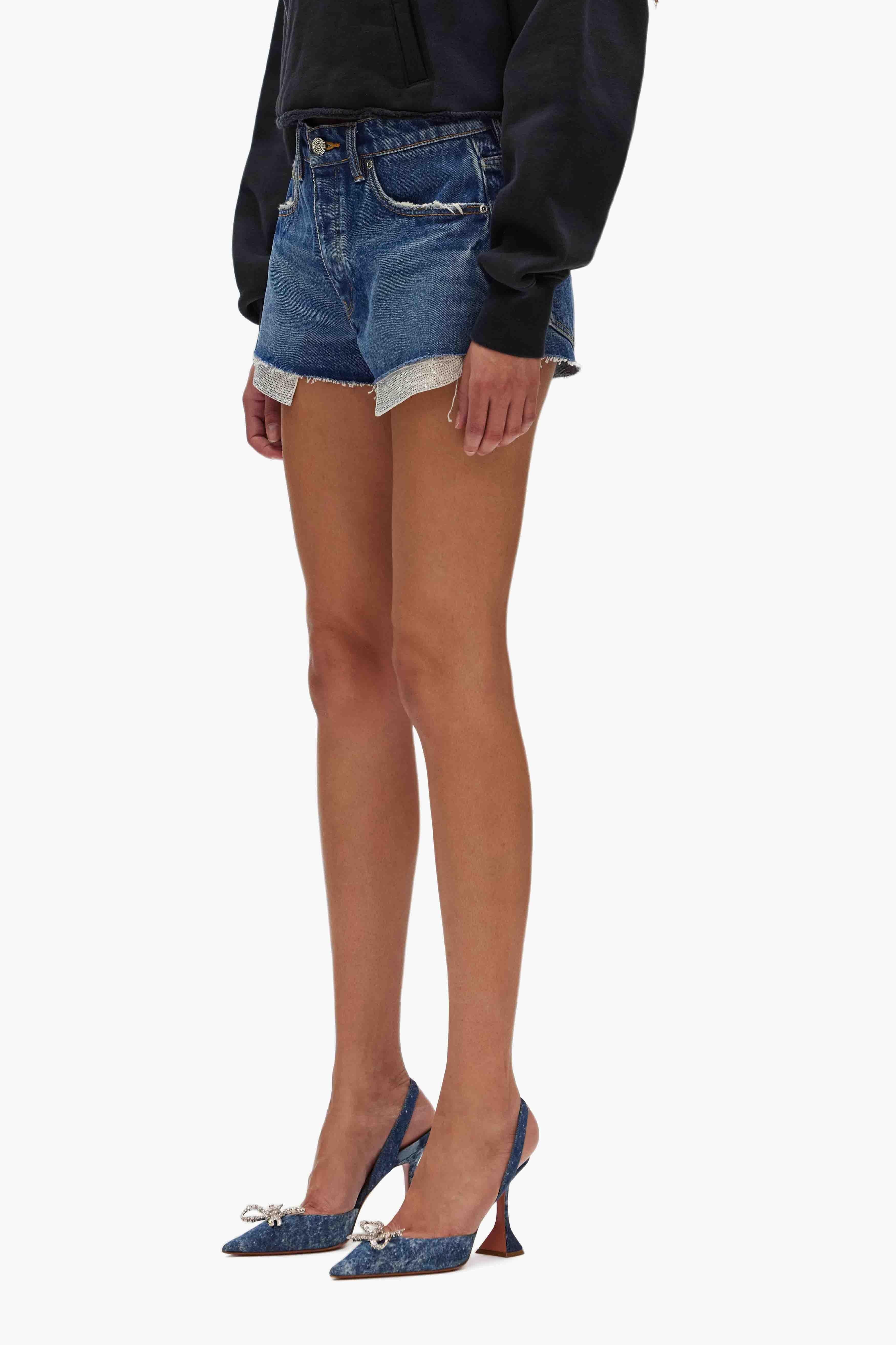 Rhinestone Denim Shorts Female Product Image