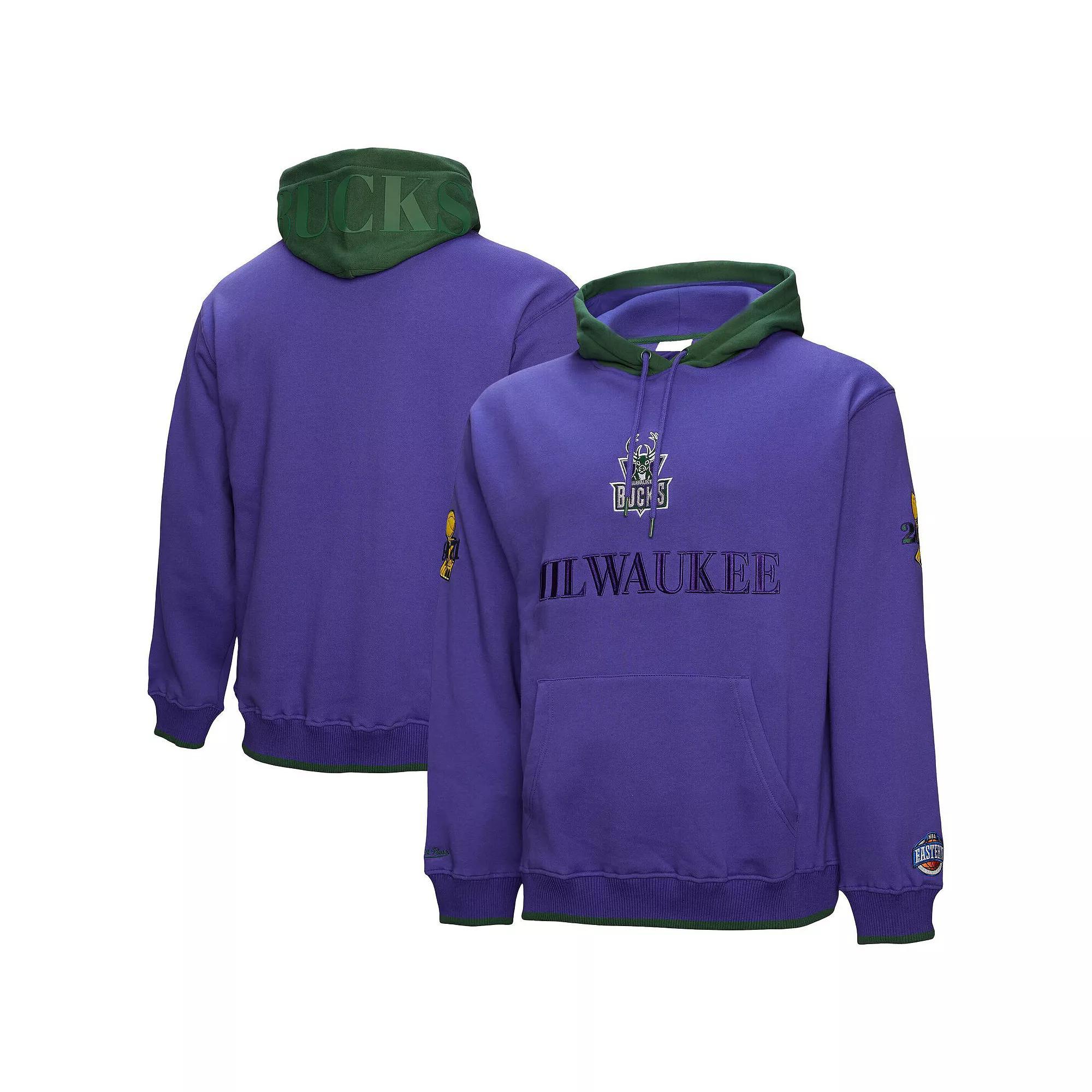 Men's Mitchell & Ness Purple Milwaukee Bucks Hardwood Classics Team OG 3.0 Pullover Hoodie,  Product Image