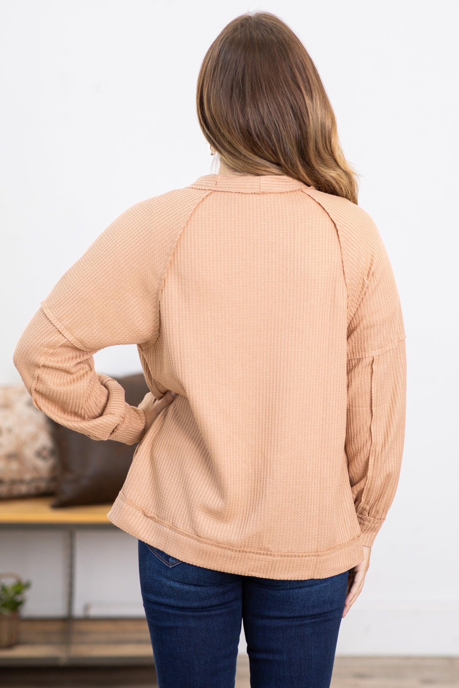 Tan Drop Shoulder Cardigan With Buttons Product Image