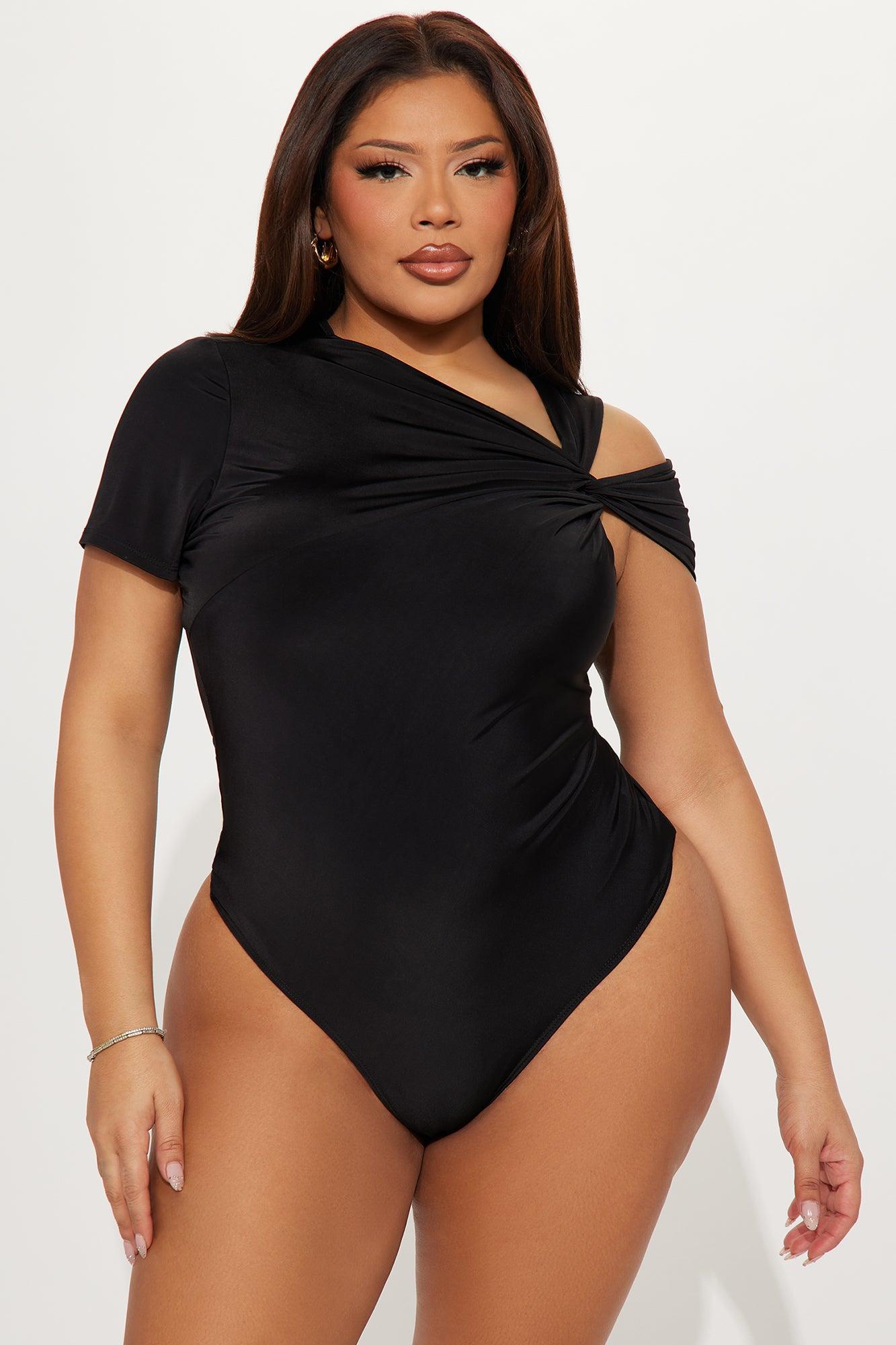Twist It Up Cut Out Bodysuit  - Black Product Image