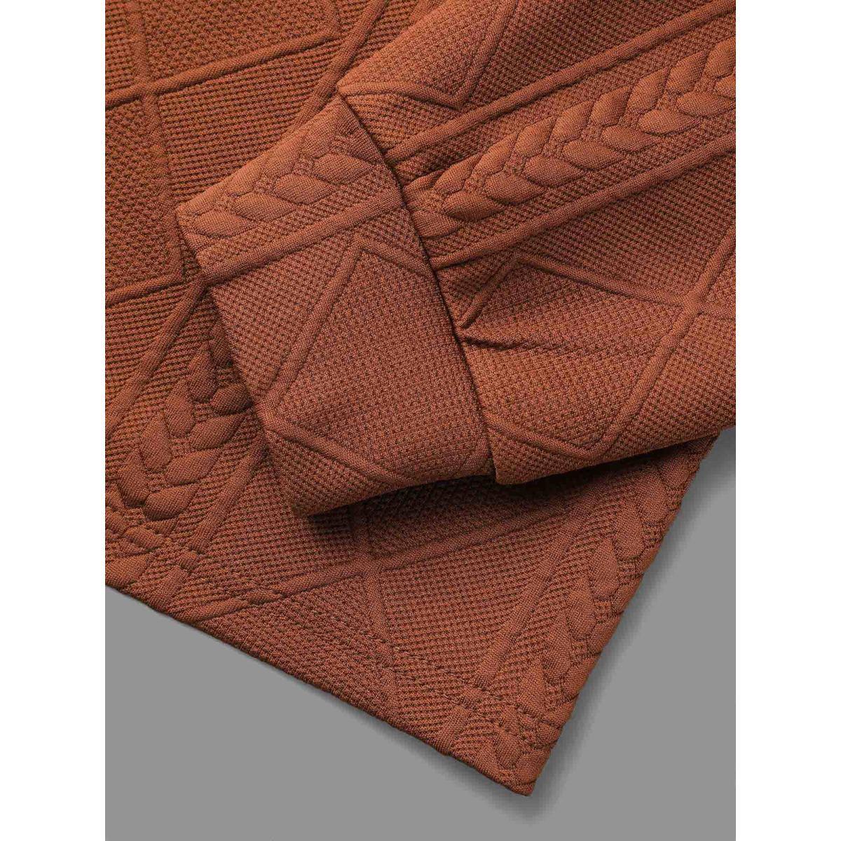 Plus Size Textured Round Neck Stretchy Sweatshirt Women Rust Casual Texture Round Neck Everyday Sweatshirts BloomChic 28/5X Product Image