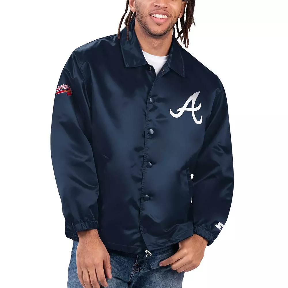 Men's Starter Navy Houston Astros Option Route Satin Full-Snap Jacket,  Product Image