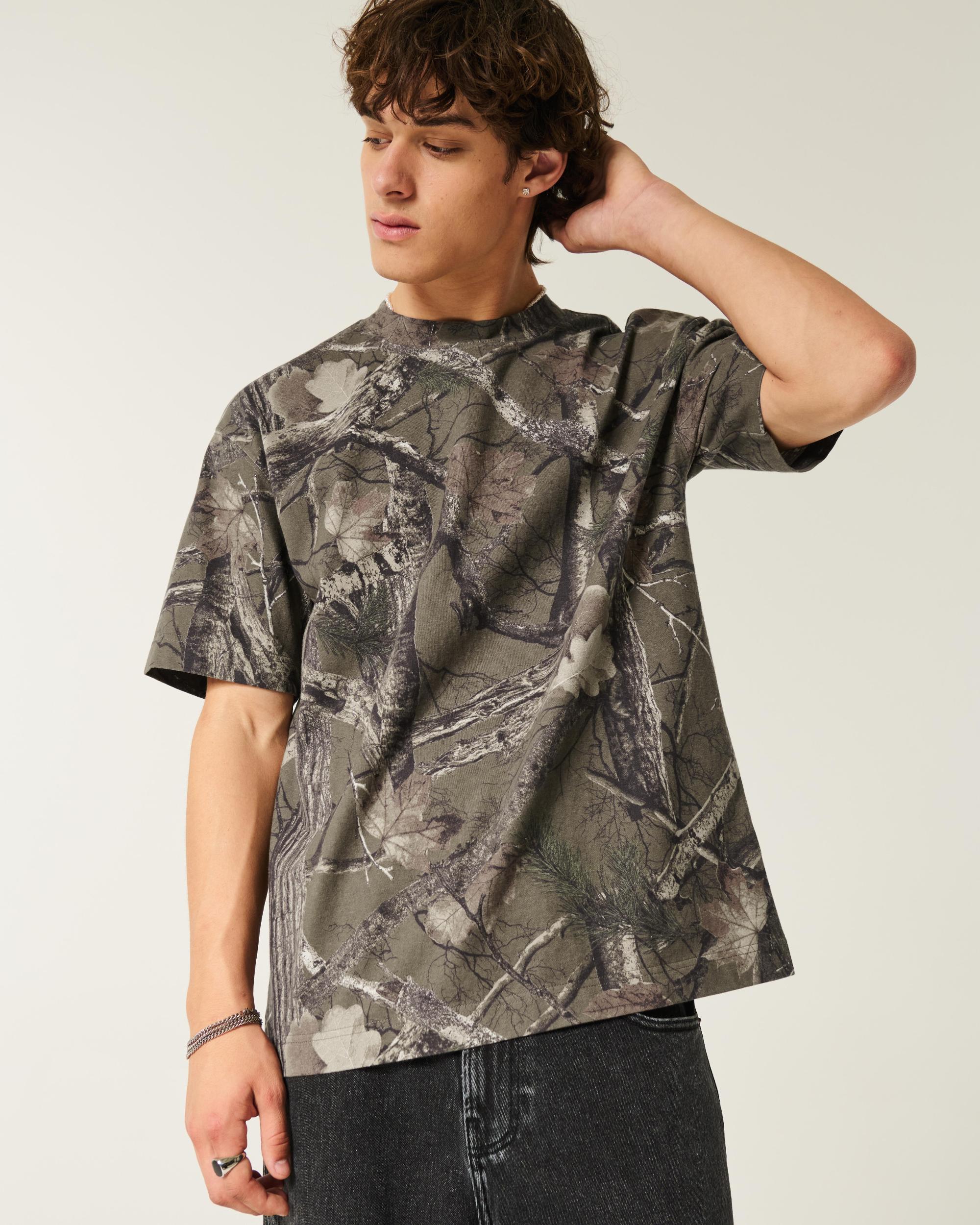 Boxy Heavyweight Camo Crew T-Shirt Product Image