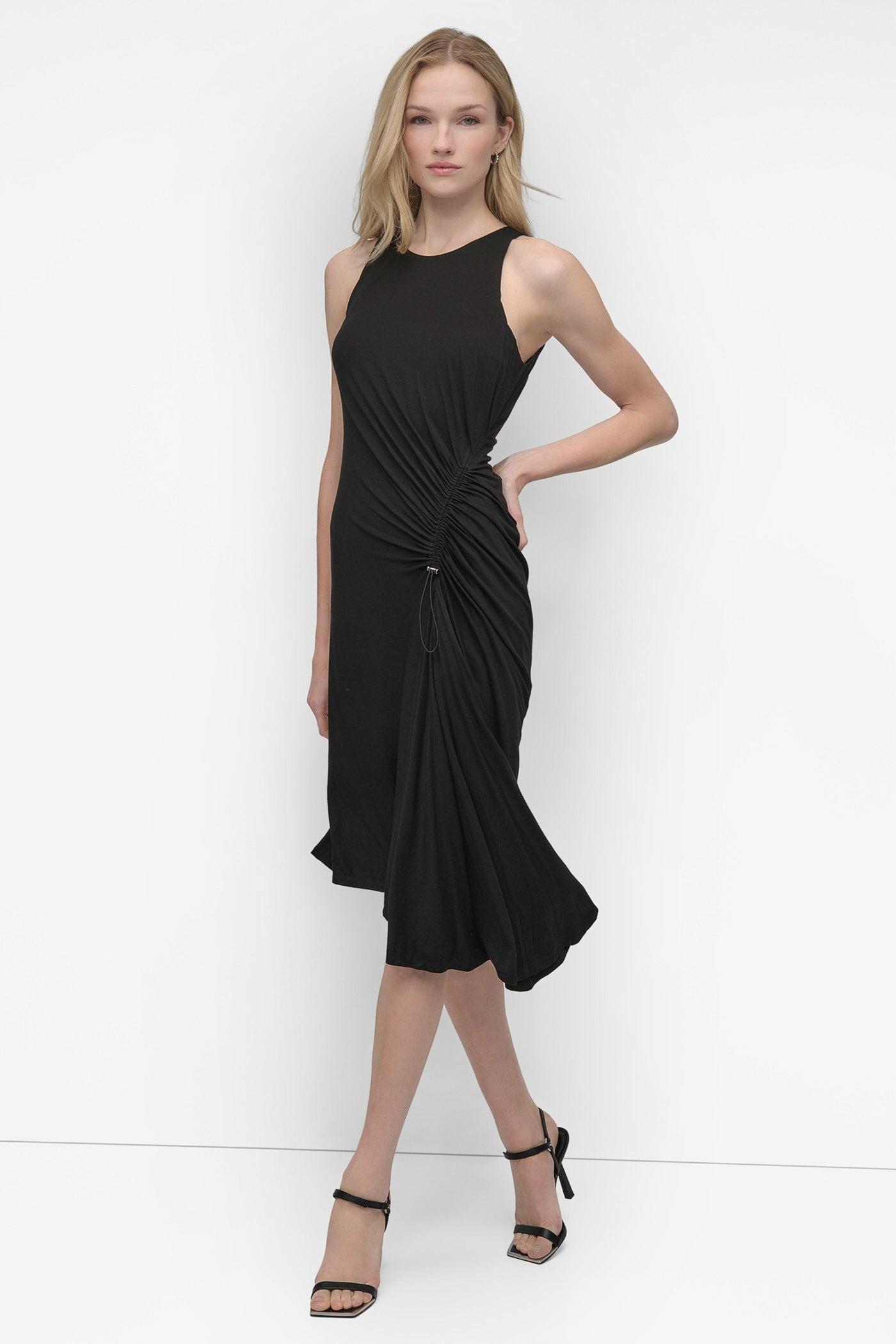 ASYMMETRIC FIT & FLARE MIDI DRESS Product Image