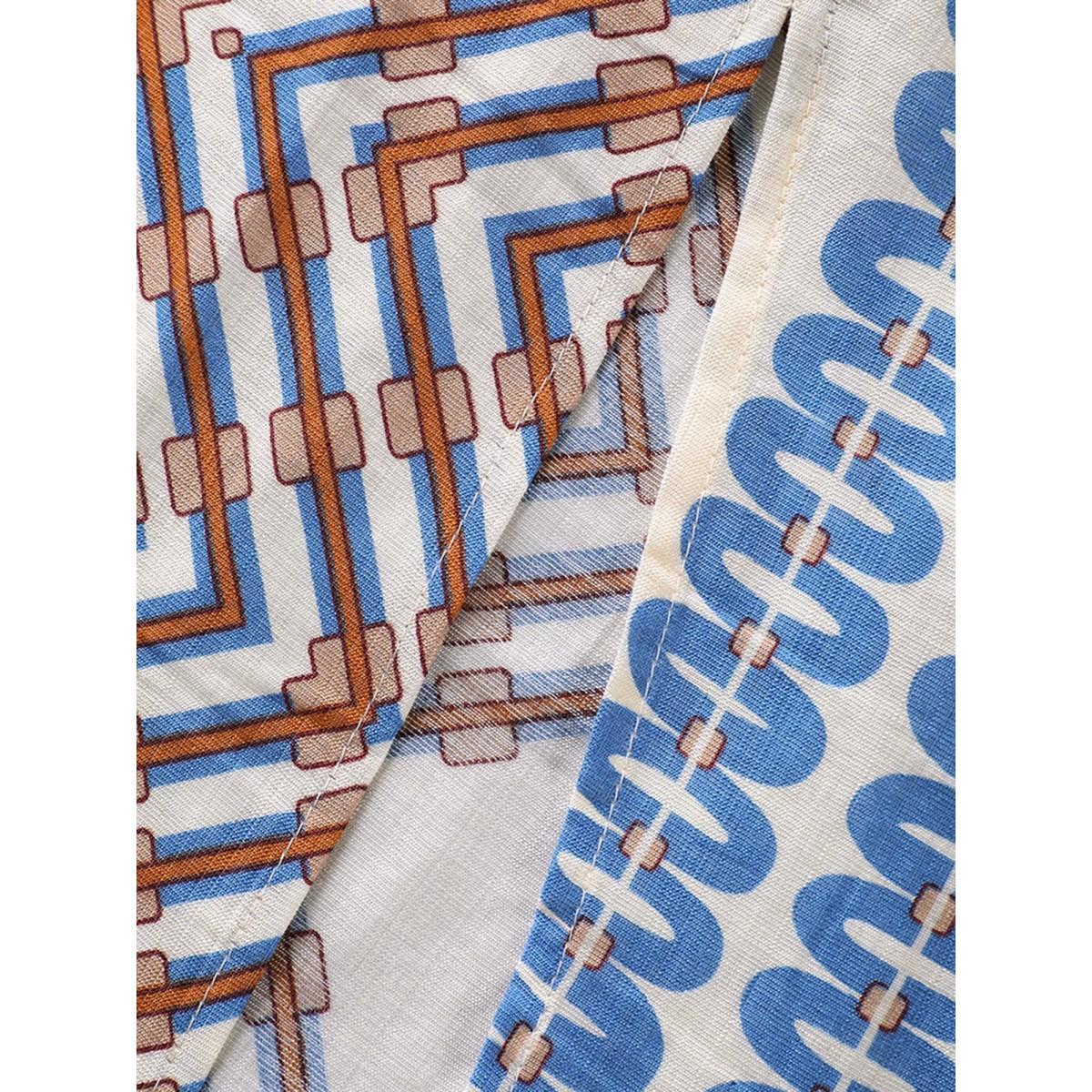 Plus Size Stripe Geometric Print Slit Maxi Dress Aegean Women Overlap Collar Sleeveless Curvy BloomChic 28/5X Product Image