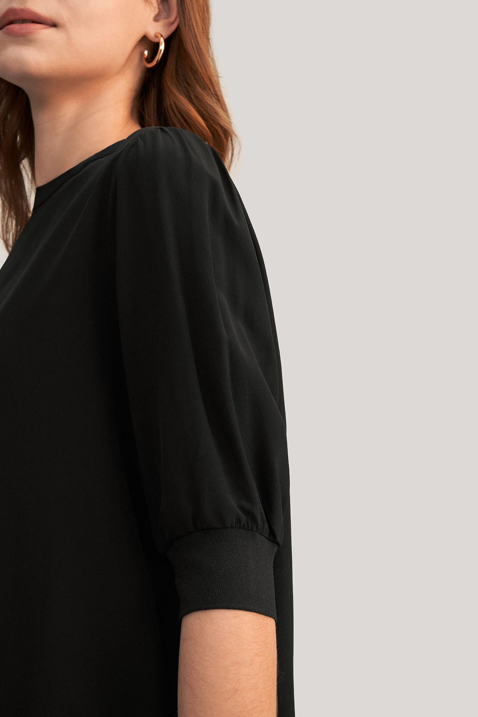 Elegant Casual Silk Tee With Rib Cuff Product Image