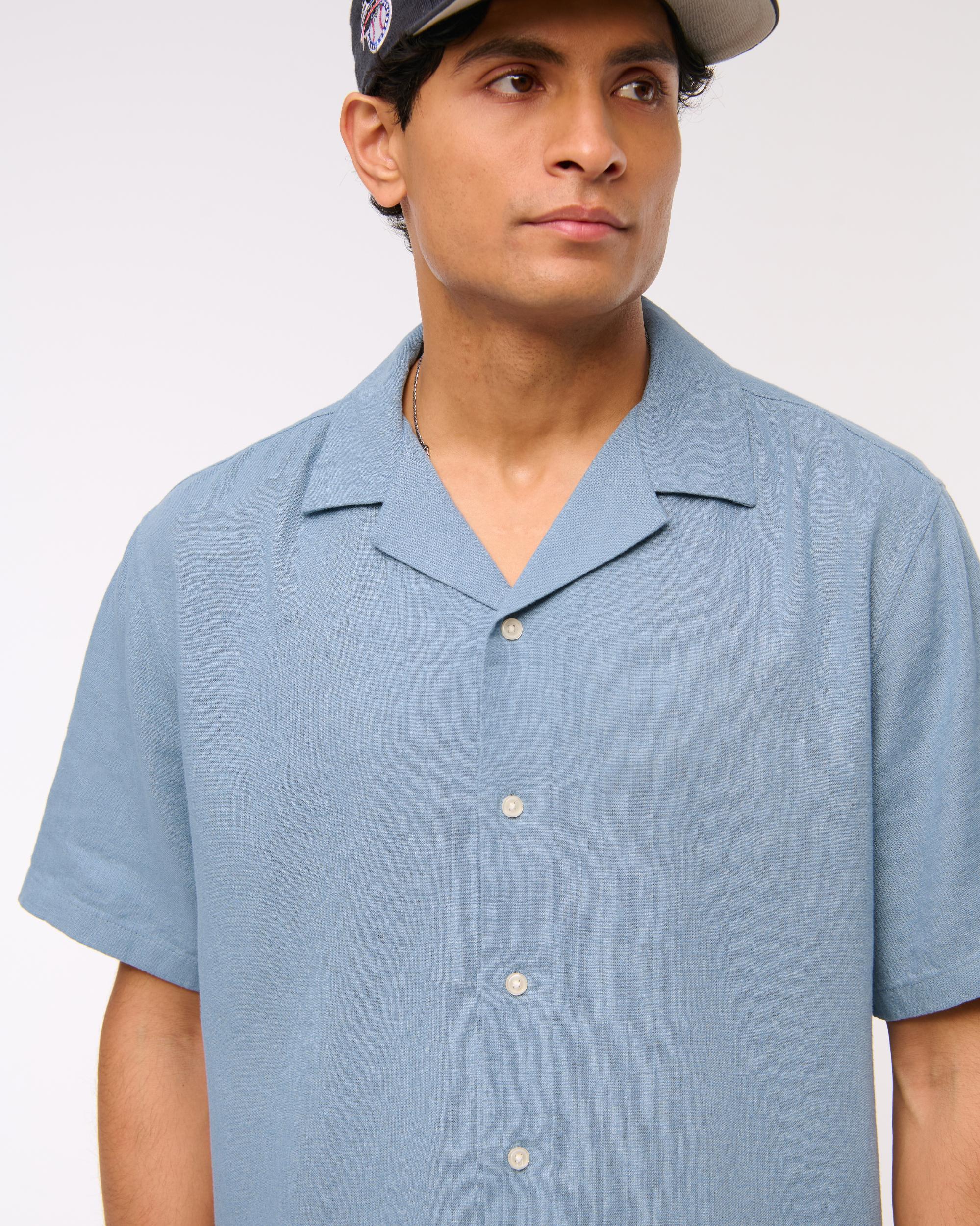 Camp Collar Summer Linen-Blend Shirt Product Image