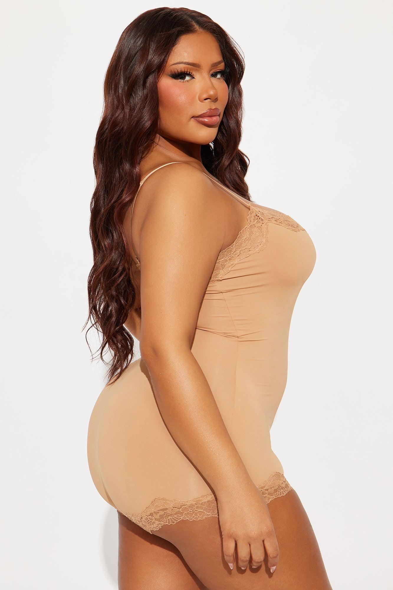 Sweet And Sultry Stretch Lace Trim PJ Romper Onesie- Brown Product Image