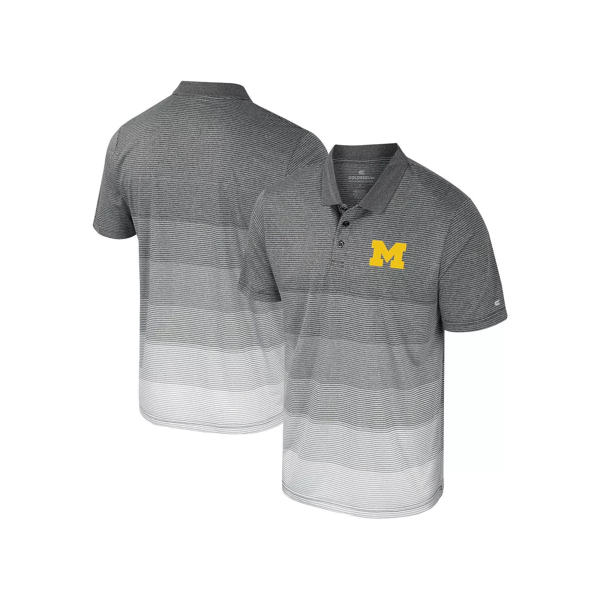 Men's Colosseum Gray Michigan Wolverines Striped Mesh Polo, Size: Medium, Grey Product Image