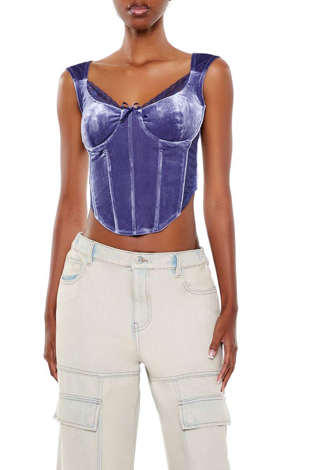 Velvet Bow Bustier Crop Top | Forever 21 Product Image